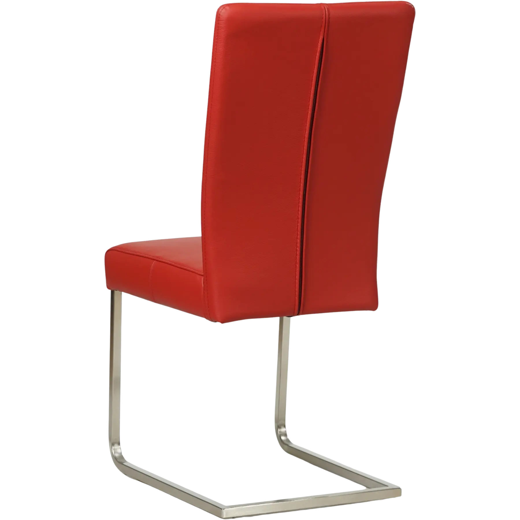 afbeelding van Set van 6 Leren eetkamerstoelen Dare - Toledo Ducati (rood) - Sledepoot staal vierkant RVS