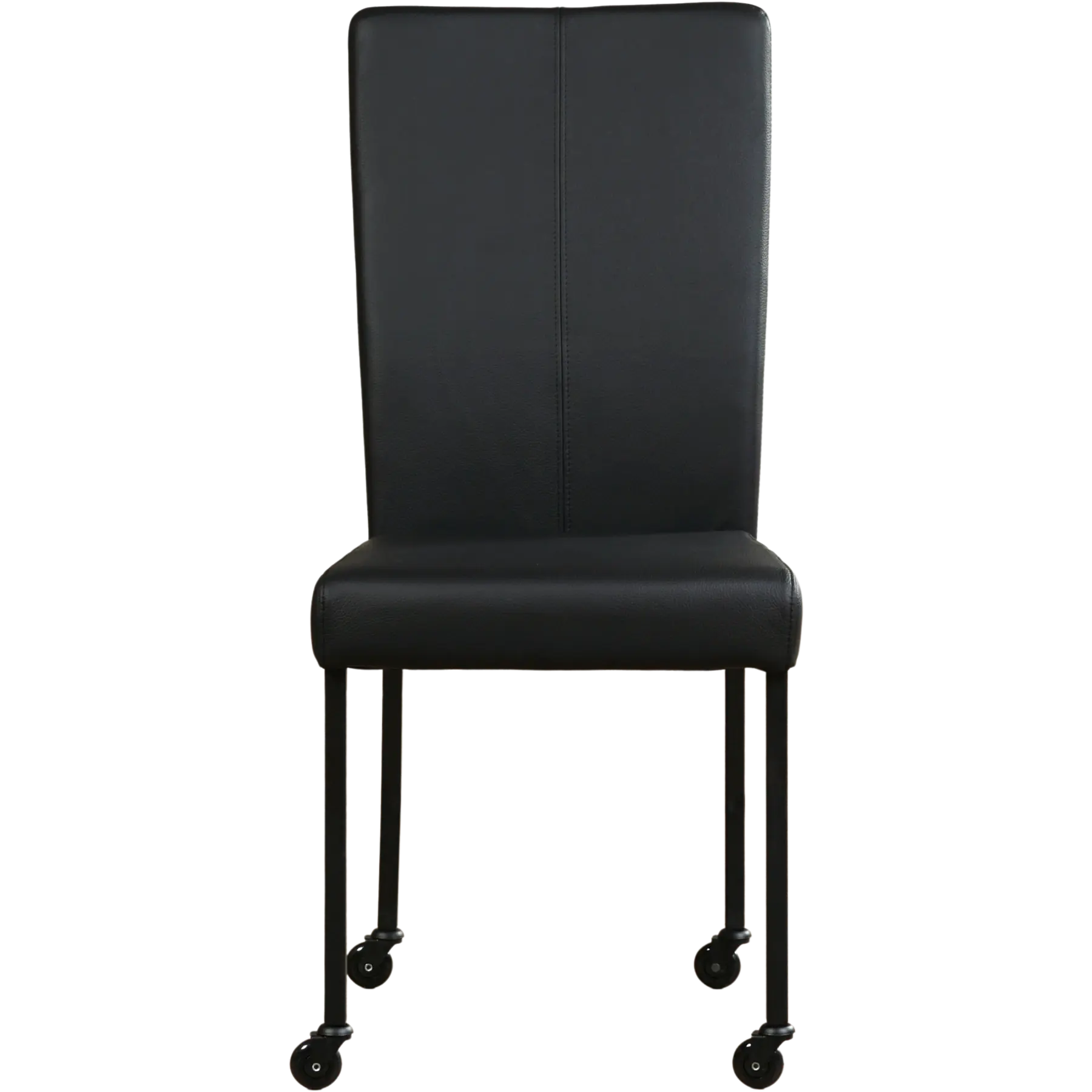 afbeelding van Set van 6 Leren eetkamerstoelen Deal - Hermes Nero (zwart) - Poten staal vierkant zwart