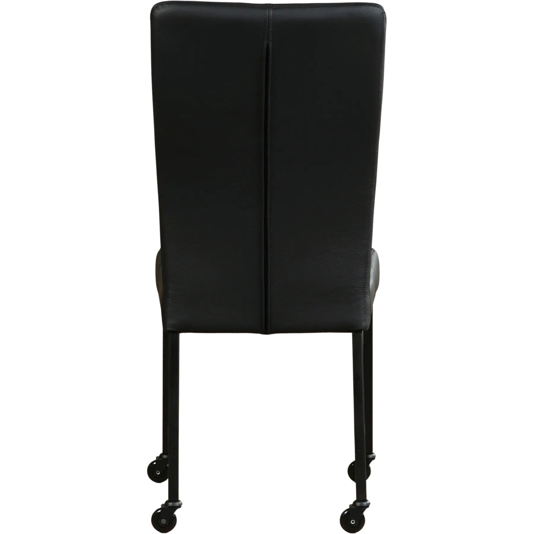 afbeelding van Set van 6 Leren eetkamerstoelen Deal - Hermes Nero (zwart) - Poten staal vierkant zwart