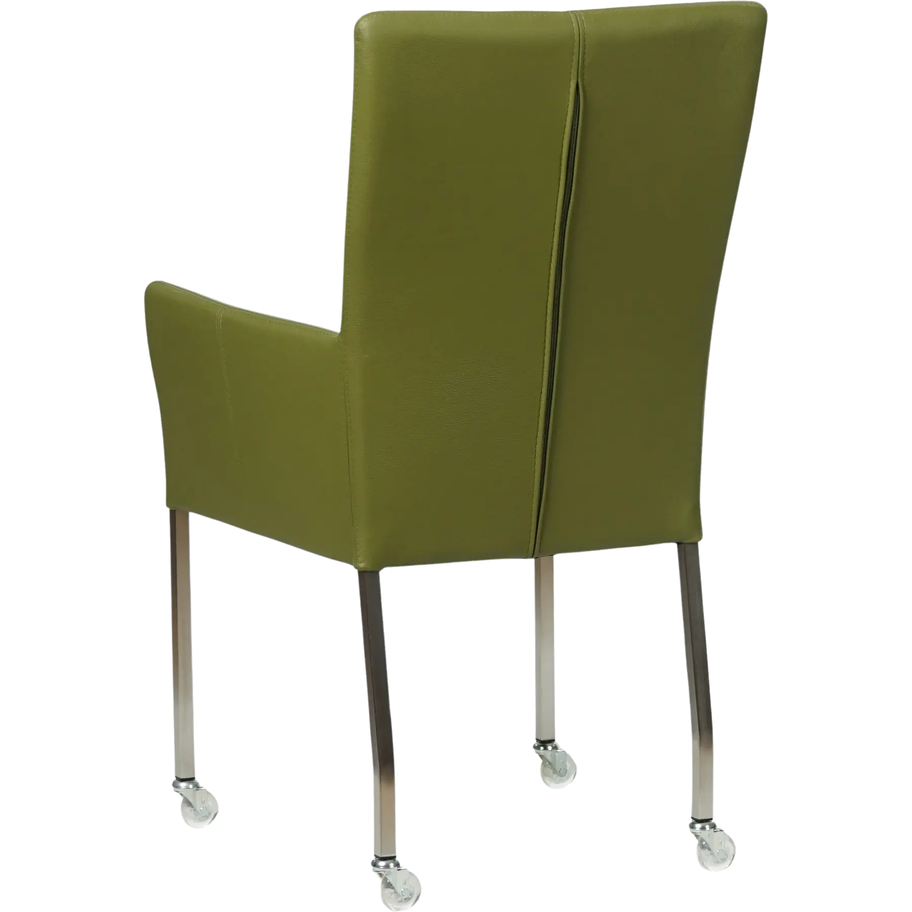 afbeelding van Set van 6 Leren eetkamerstoelen Deal met armleuning - Toledo Apple Green (groen) - Poten staal vierkant RVS