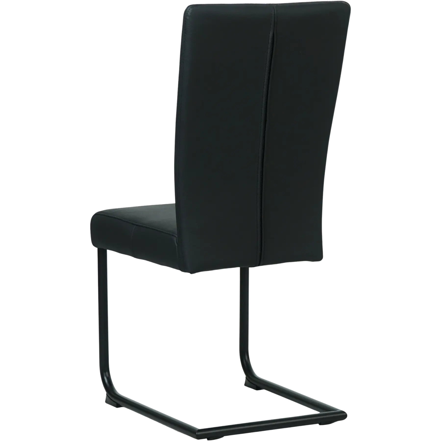 afbeelding van Set van 6 Leren eetkamerstoelen Dry - Toledo Nero (zwart) - Sledepoot staal rond zwart