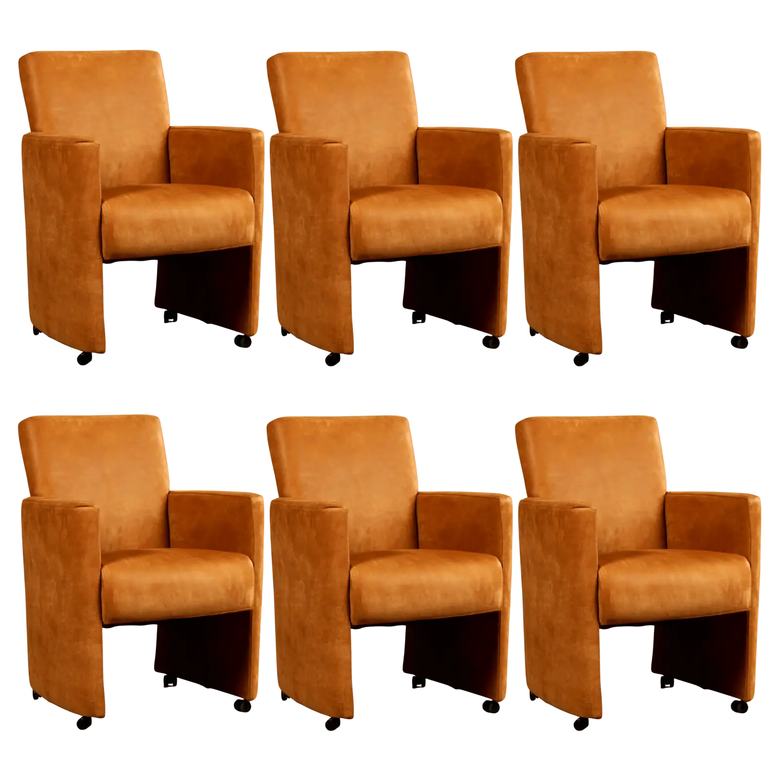 afbeelding van Set van 6 Leren eetkamerstoelen Elegant - Kenia Cognac (cognac) - Met handgreep RVS