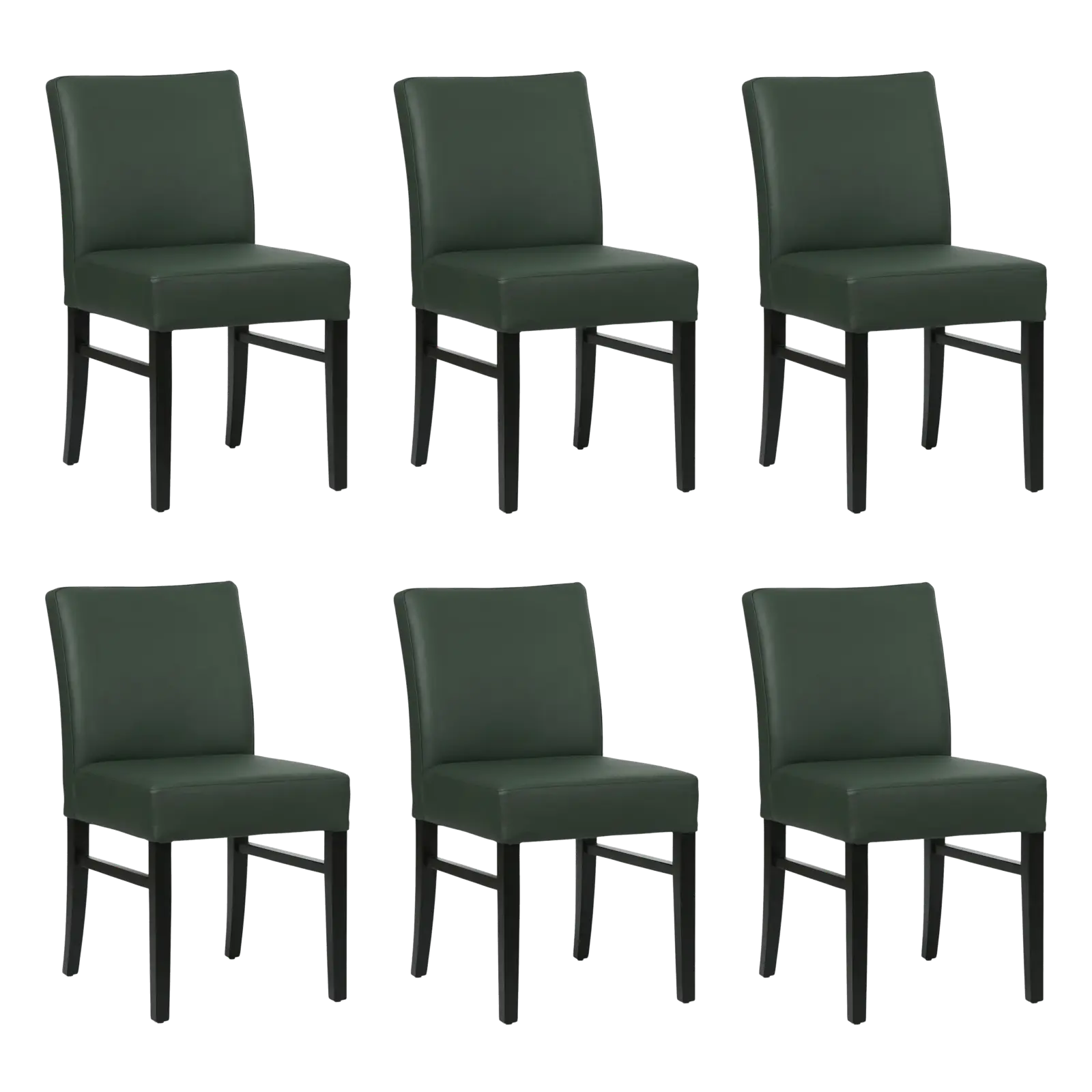 afbeelding van Set van 6 Leren eetkamerstoelen Hold - Hermes Verde (donkergroen) - Poten hout zwart