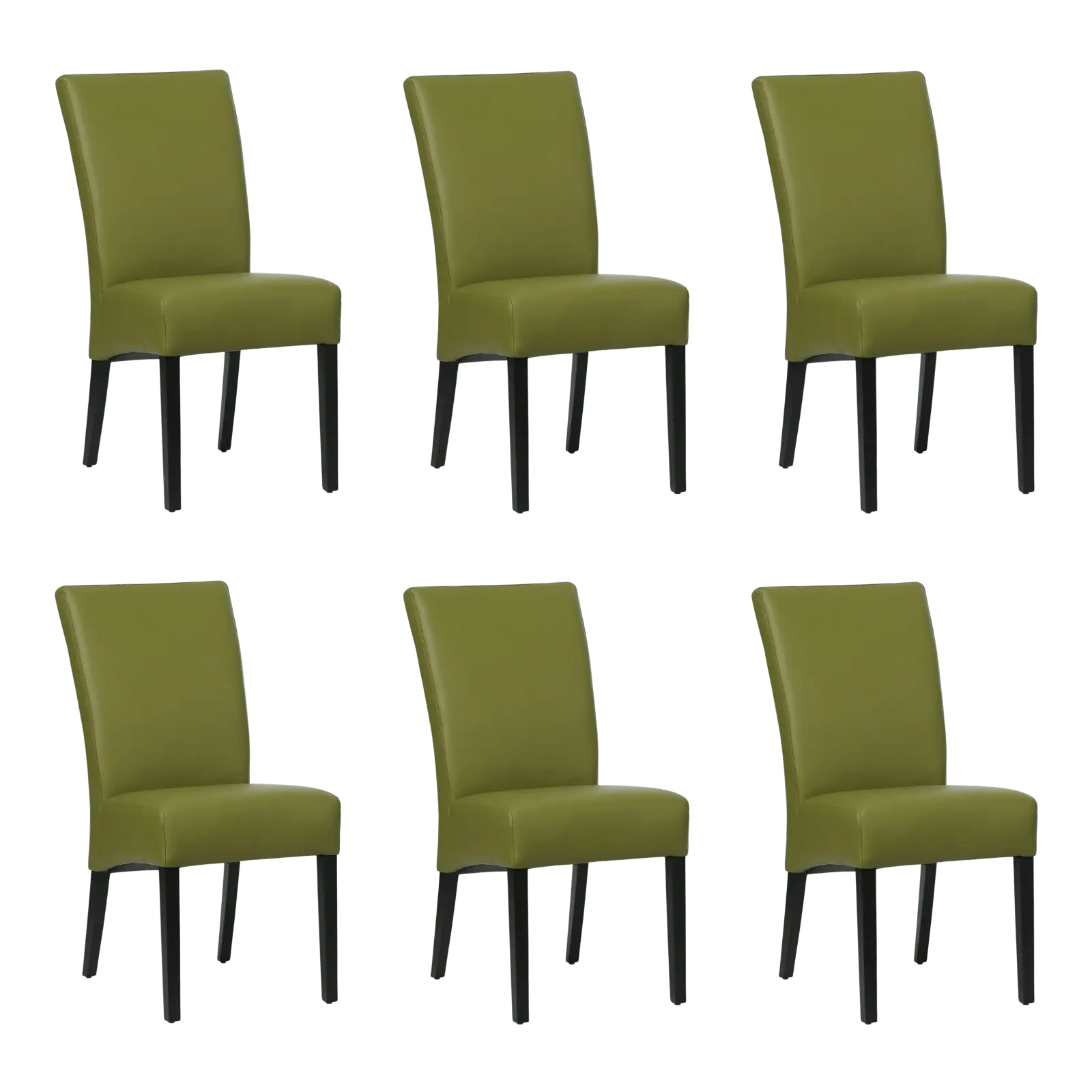 afbeelding van Set van 6 Leren eetkamerstoelen Just - Toledo Apple Green (groen) - Poten hout zwart