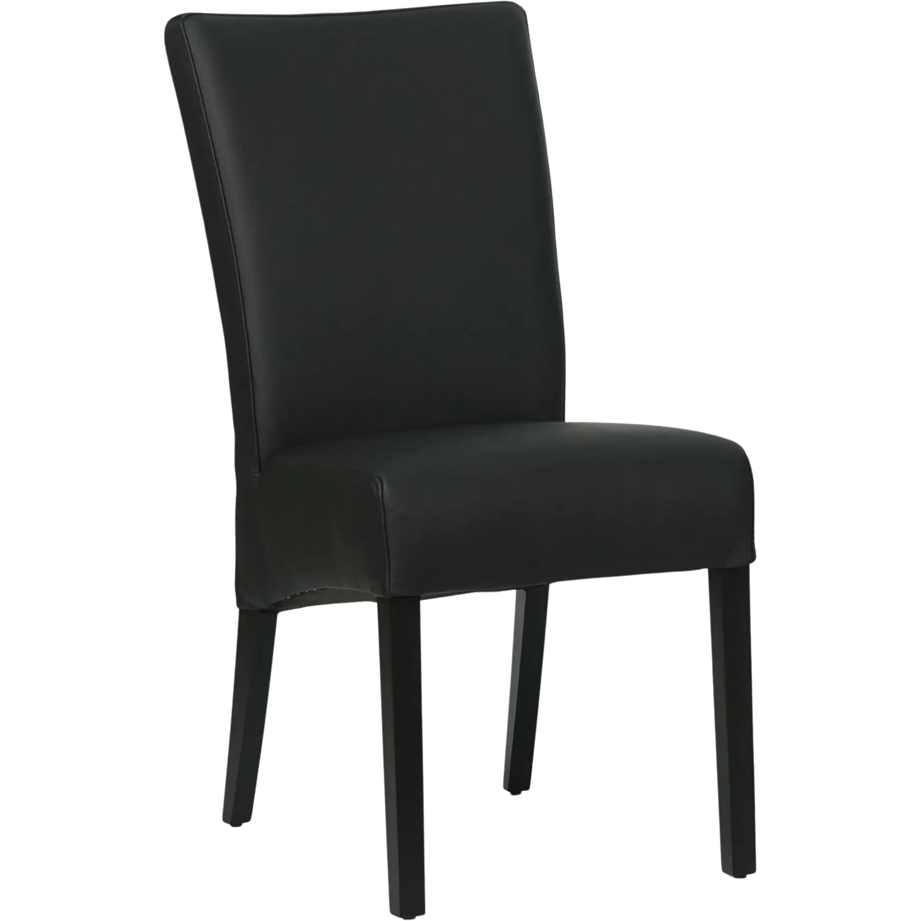 afbeelding van Set van 6 Leren eetkamerstoelen Just - Toledo Nero (zwart) - Poten hout zwart