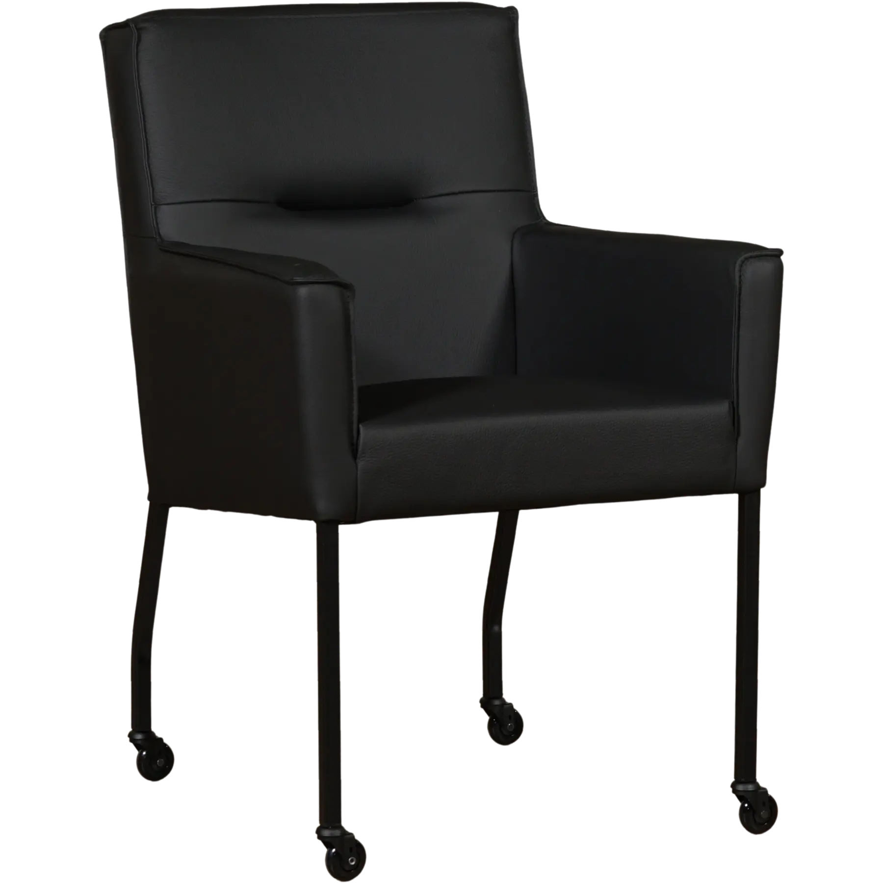 afbeelding van Set van 6 Leren eetkamerstoelen Lucky - Hermes Nero (zwart)