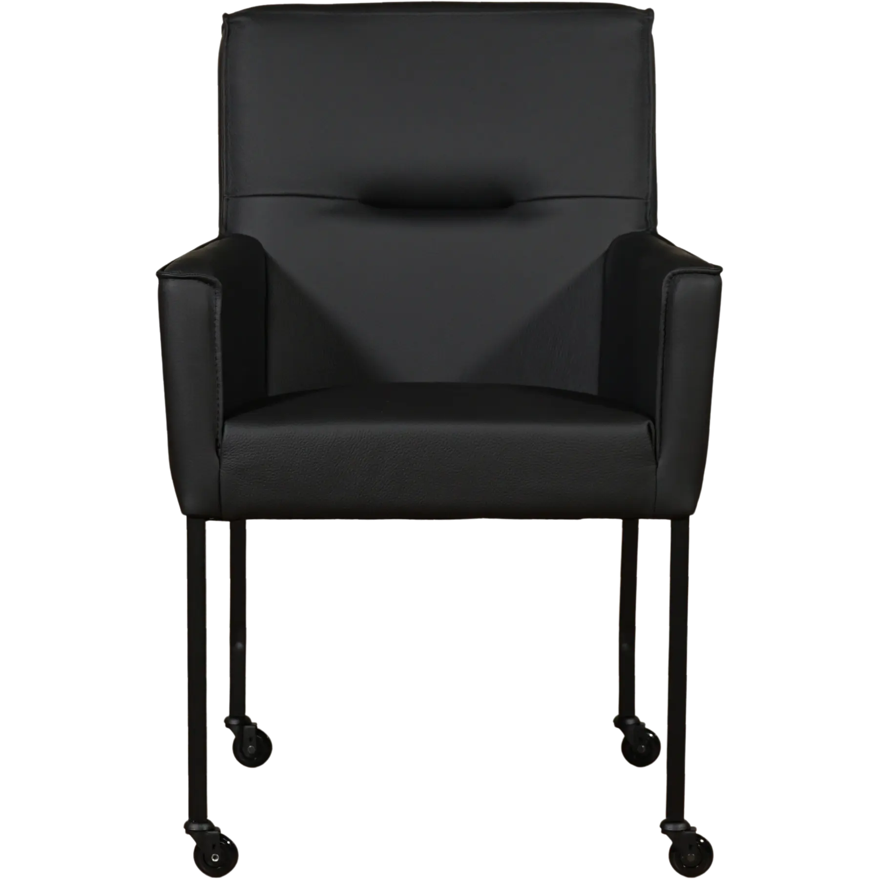 afbeelding van Set van 6 Leren eetkamerstoelen Lucky - Hermes Nero (zwart)