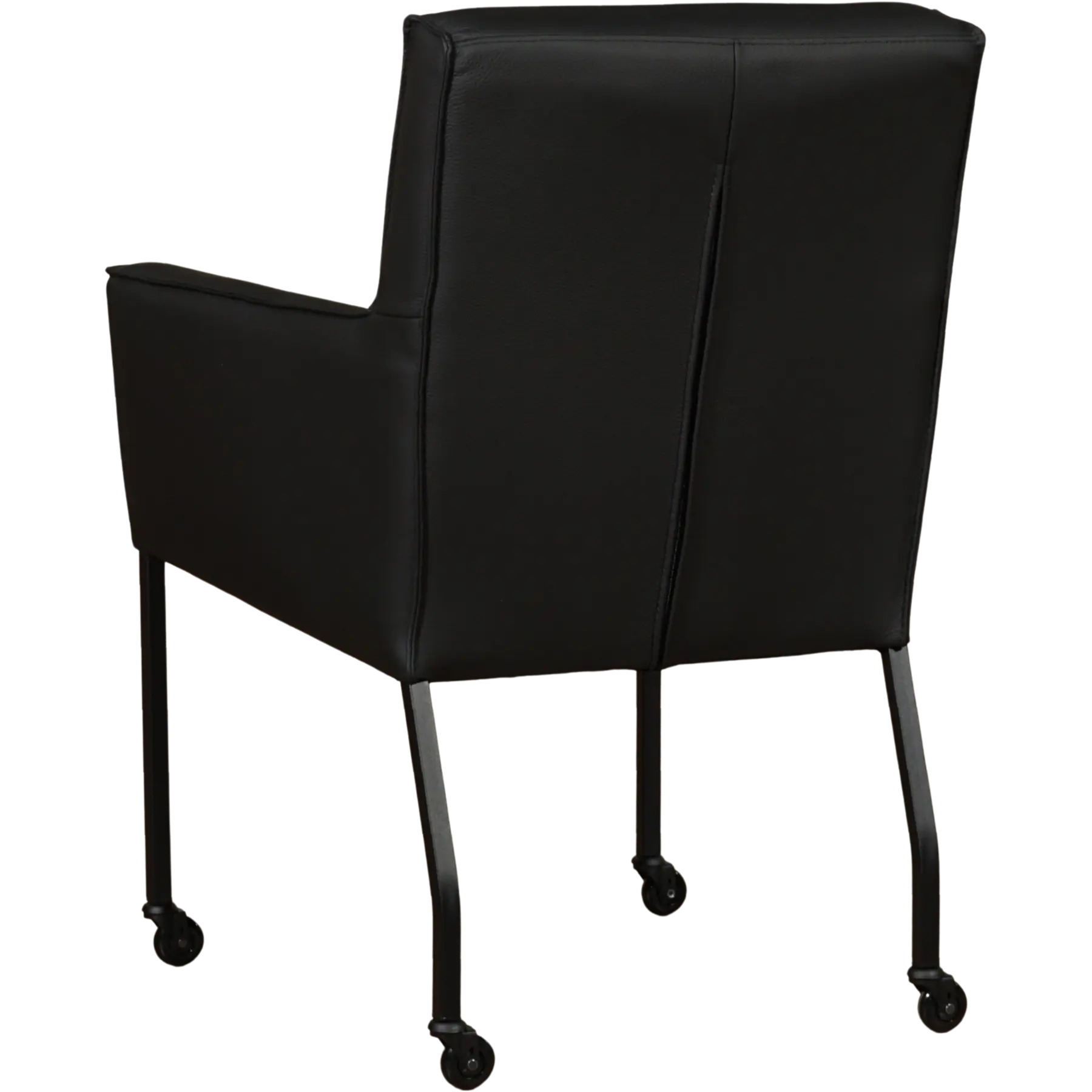 afbeelding van Set van 6 Leren eetkamerstoelen Lucky - Hermes Nero (zwart)