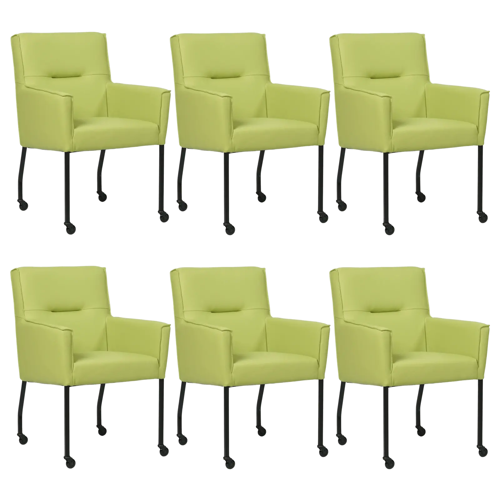 afbeelding van Set van 6 Leren eetkamerstoelen Lucky - Toledo Lime (felgroen)
