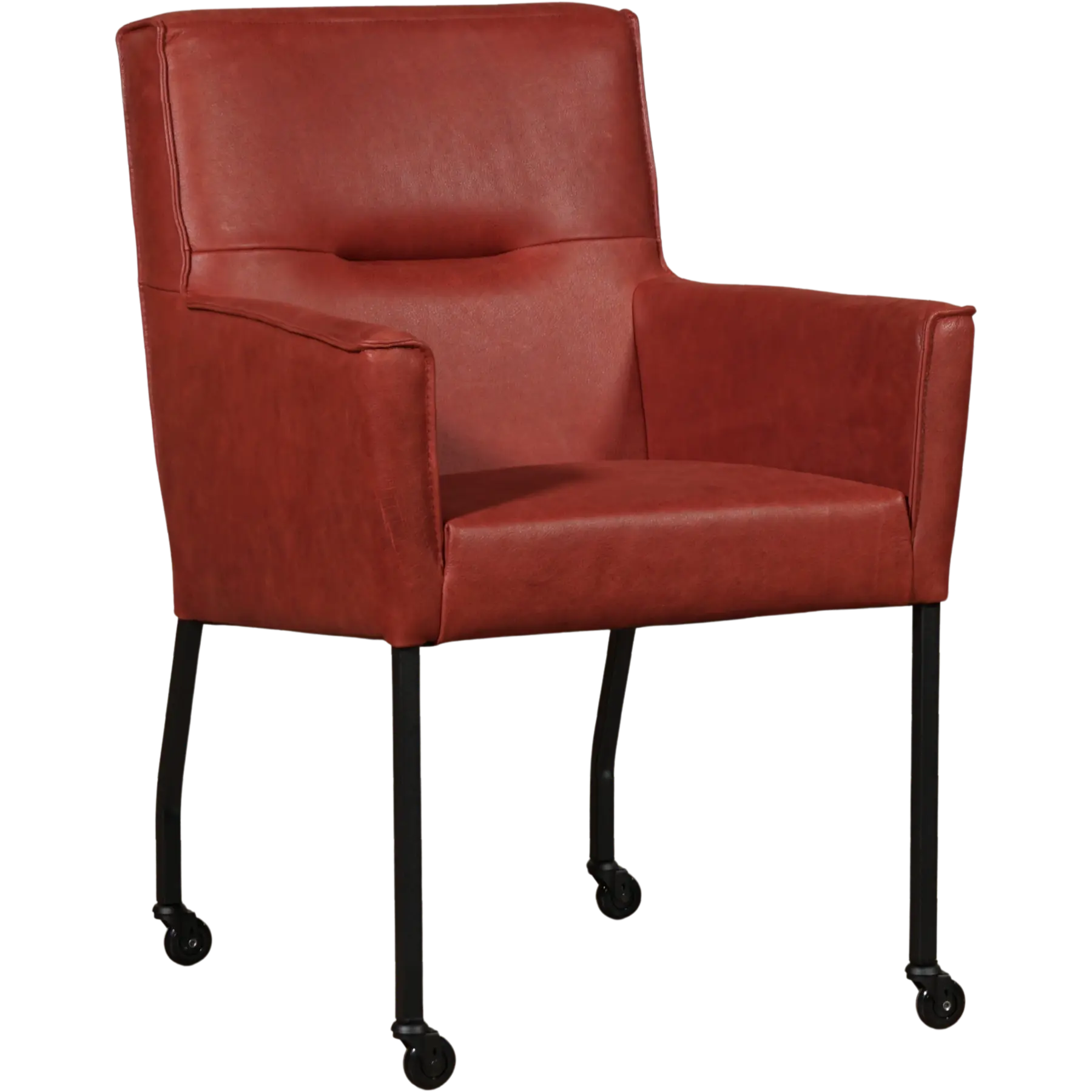 afbeelding van Set van 6 Leren eetkamerstoelen Lucky - Vintage Burgundy (rood)