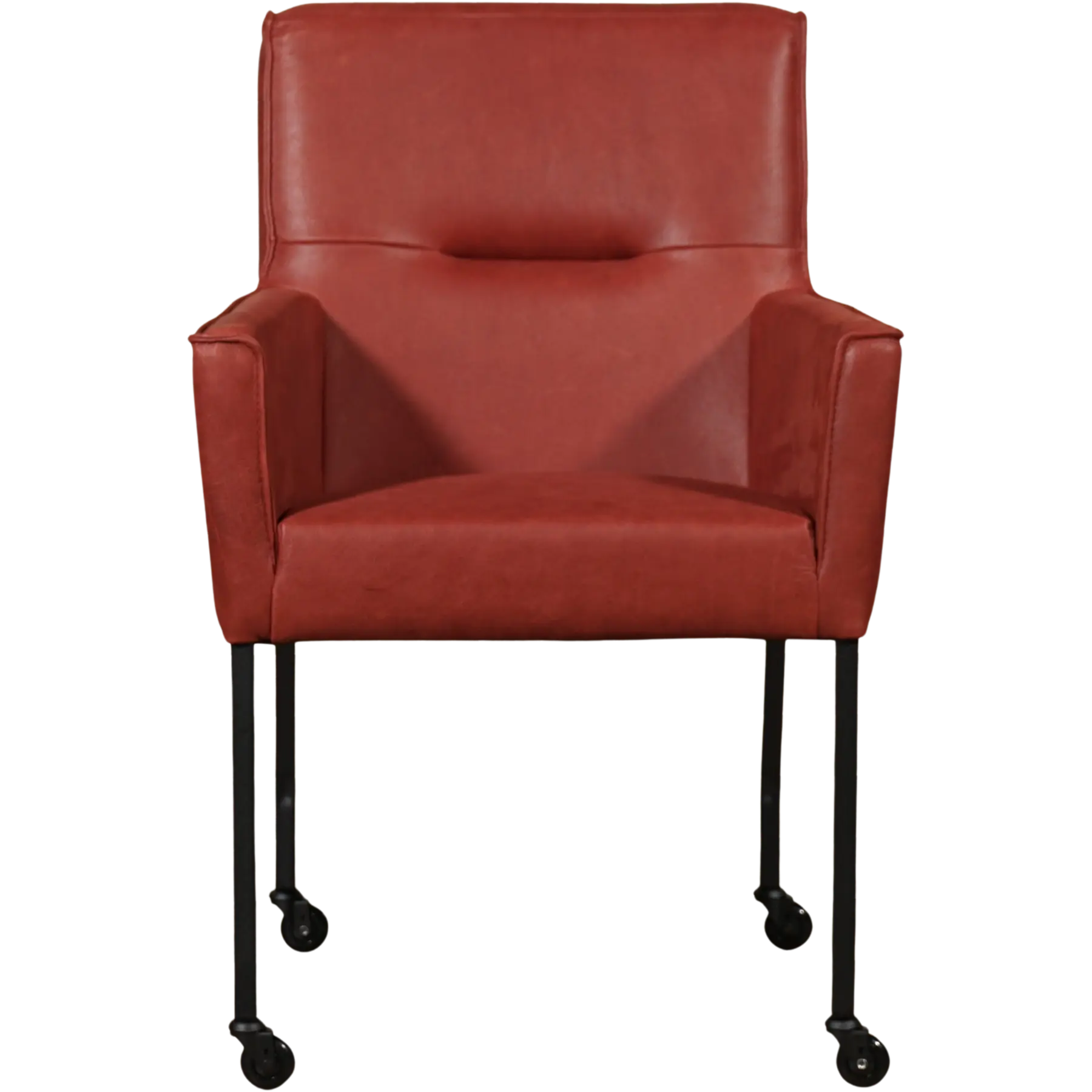 afbeelding van Set van 6 Leren eetkamerstoelen Lucky - Vintage Burgundy (rood)