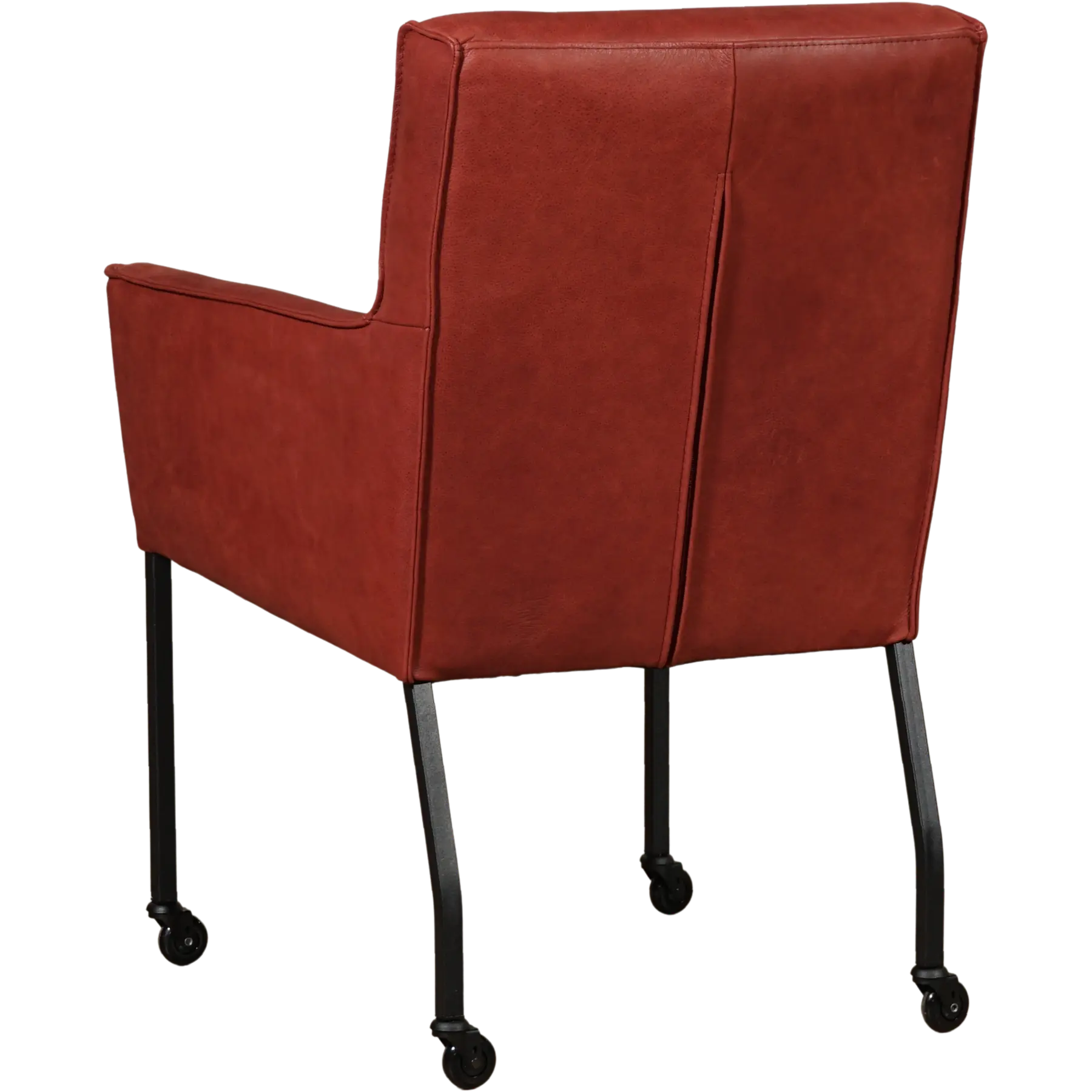 afbeelding van Set van 6 Leren eetkamerstoelen Lucky - Vintage Burgundy (rood)