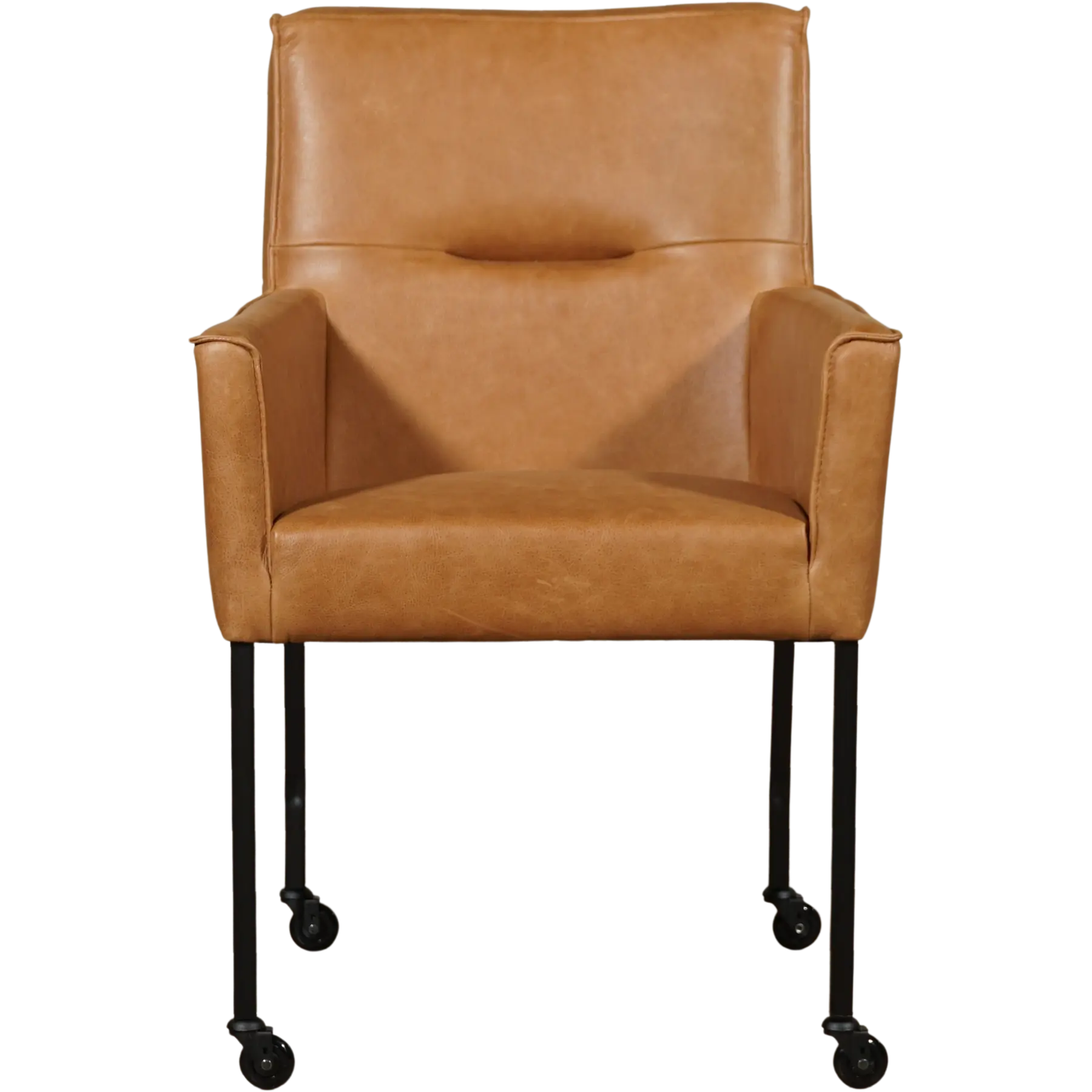 afbeelding van Set van 6 Leren eetkamerstoelen Lucky - Vintage Cognac (cognac)