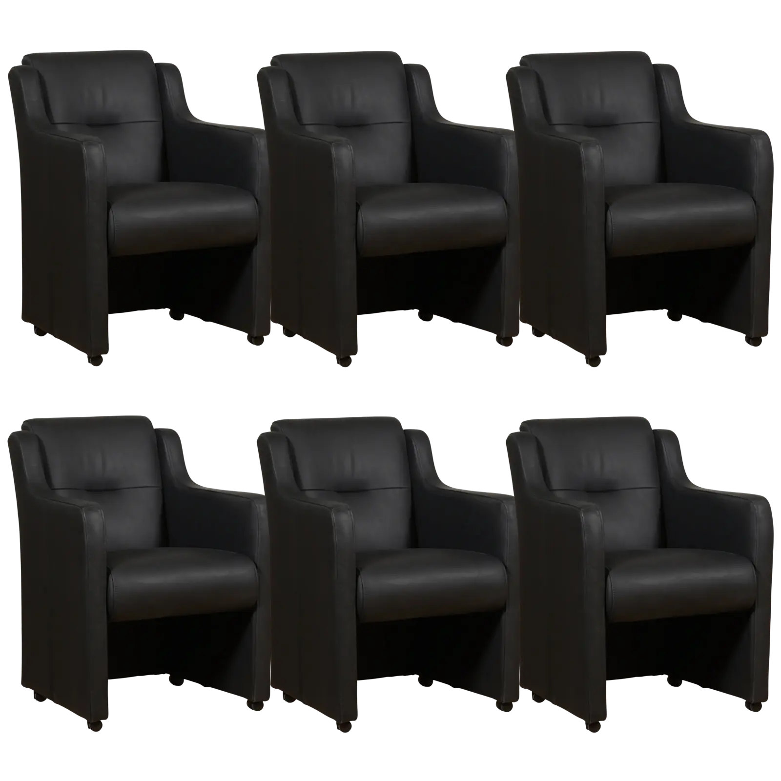 afbeelding van Set van 6 Leren eetkamerstoelen Mass - Rancho Nero (zwart) - Met handgreep zwart