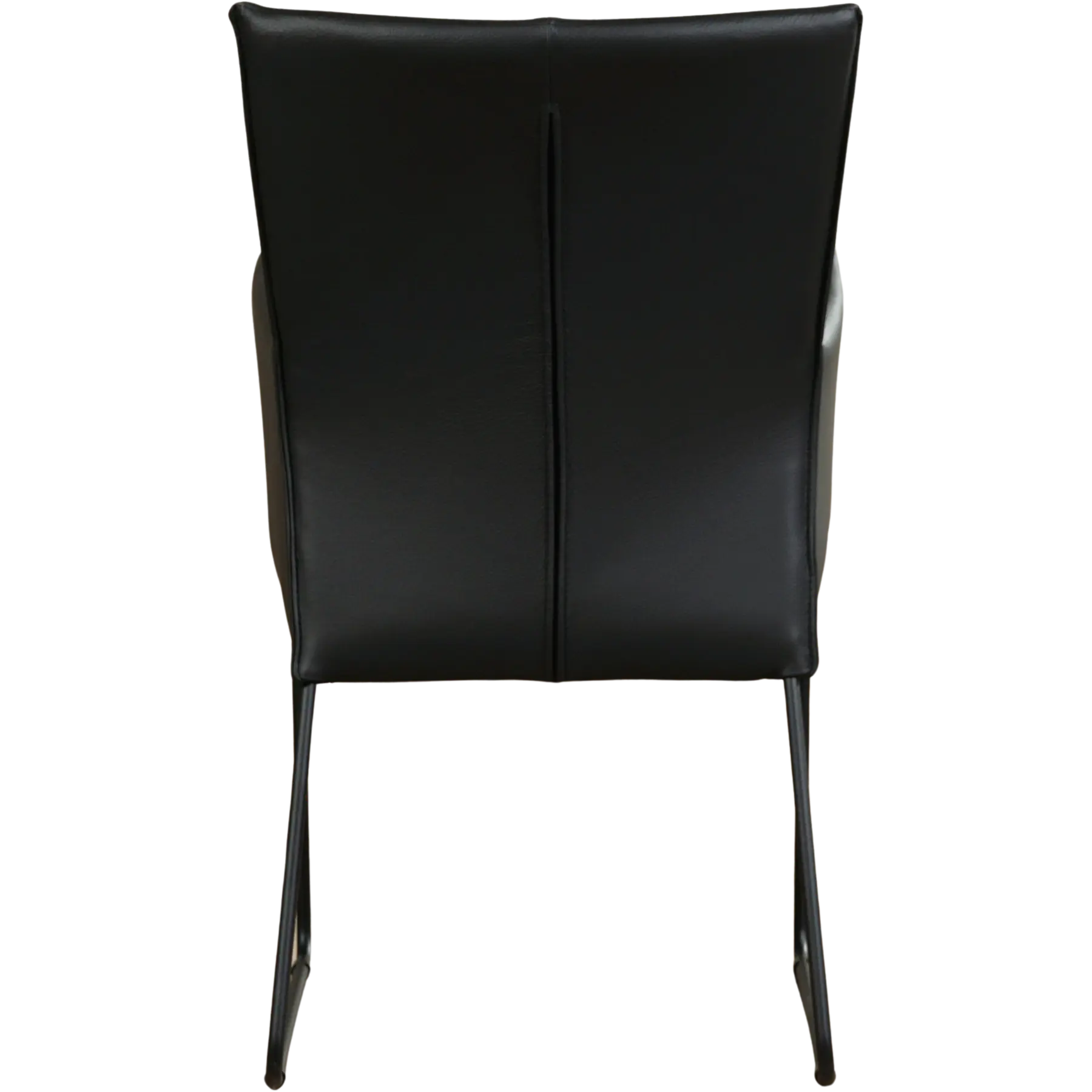 afbeelding van Set van 6 Leren eetkamerstoelen Mate met armleuning - Toledo Nero (zwart) - U-poot staal rond zwart