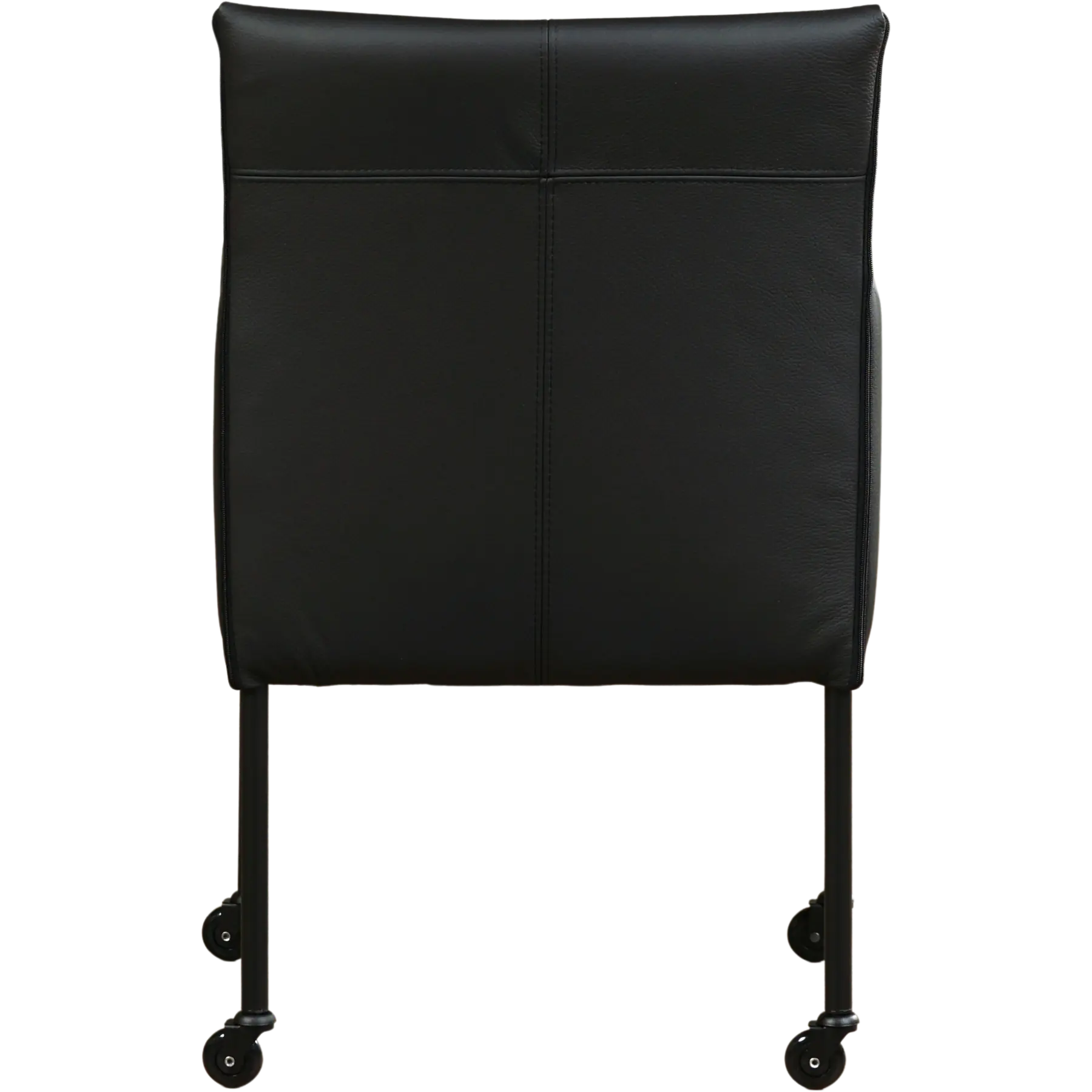 afbeelding van Set van 6 Leren eetkamerstoelen More - Hermes Nero (zwart) - Poten staal rond zwart