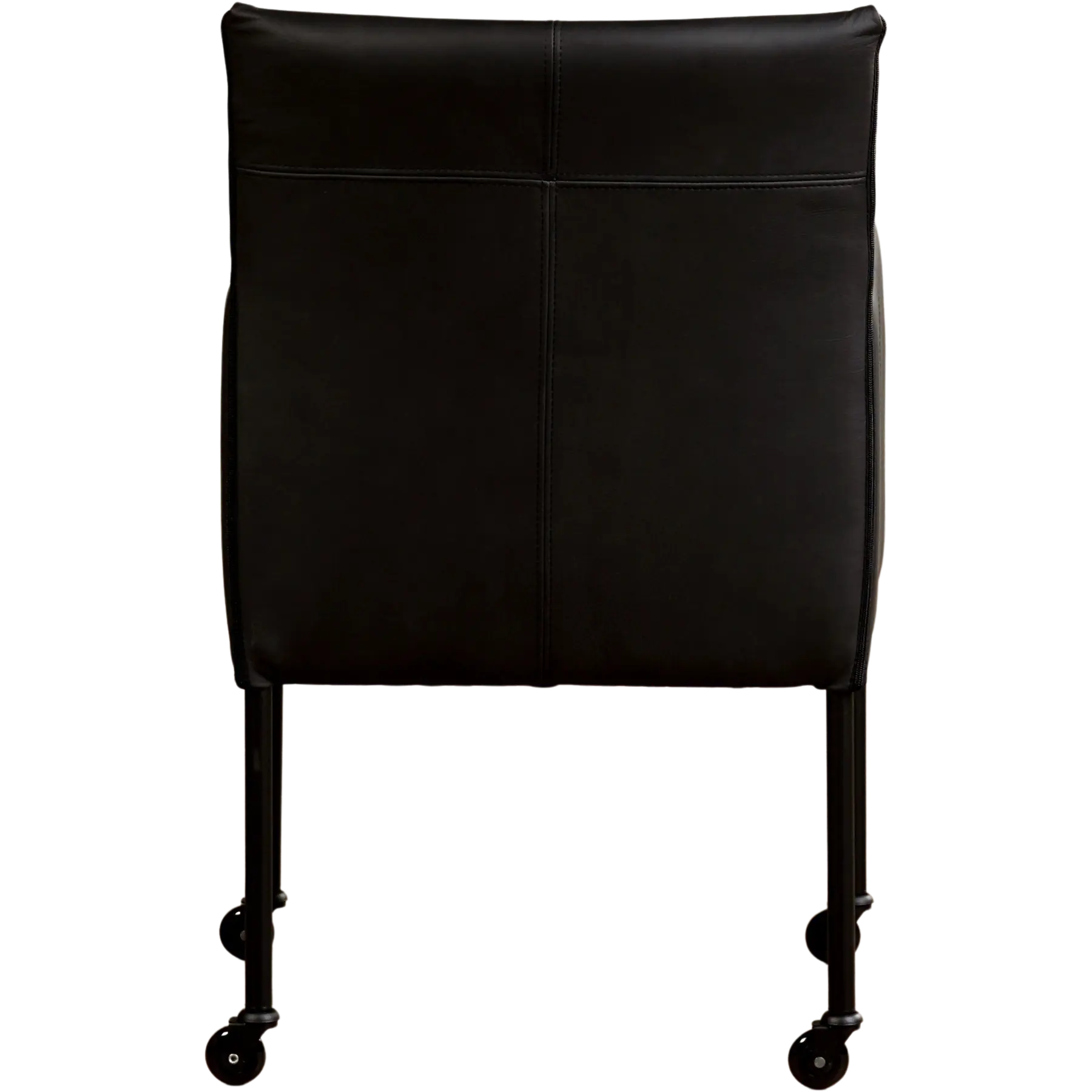 afbeelding van Set van 6 Leren eetkamerstoelen More - Rancho Nero (zwart) - Poten staal rond zwart