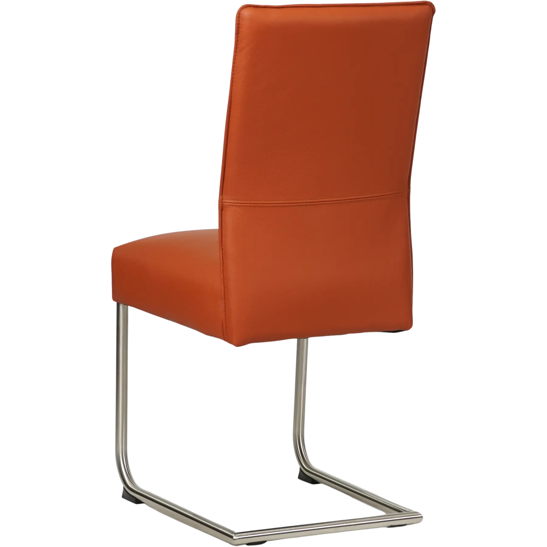 afbeelding van Set van 6 Leren eetkamerstoelen Piece - Toledo Cotto (cognac) - Sledepoot staal rond RVS