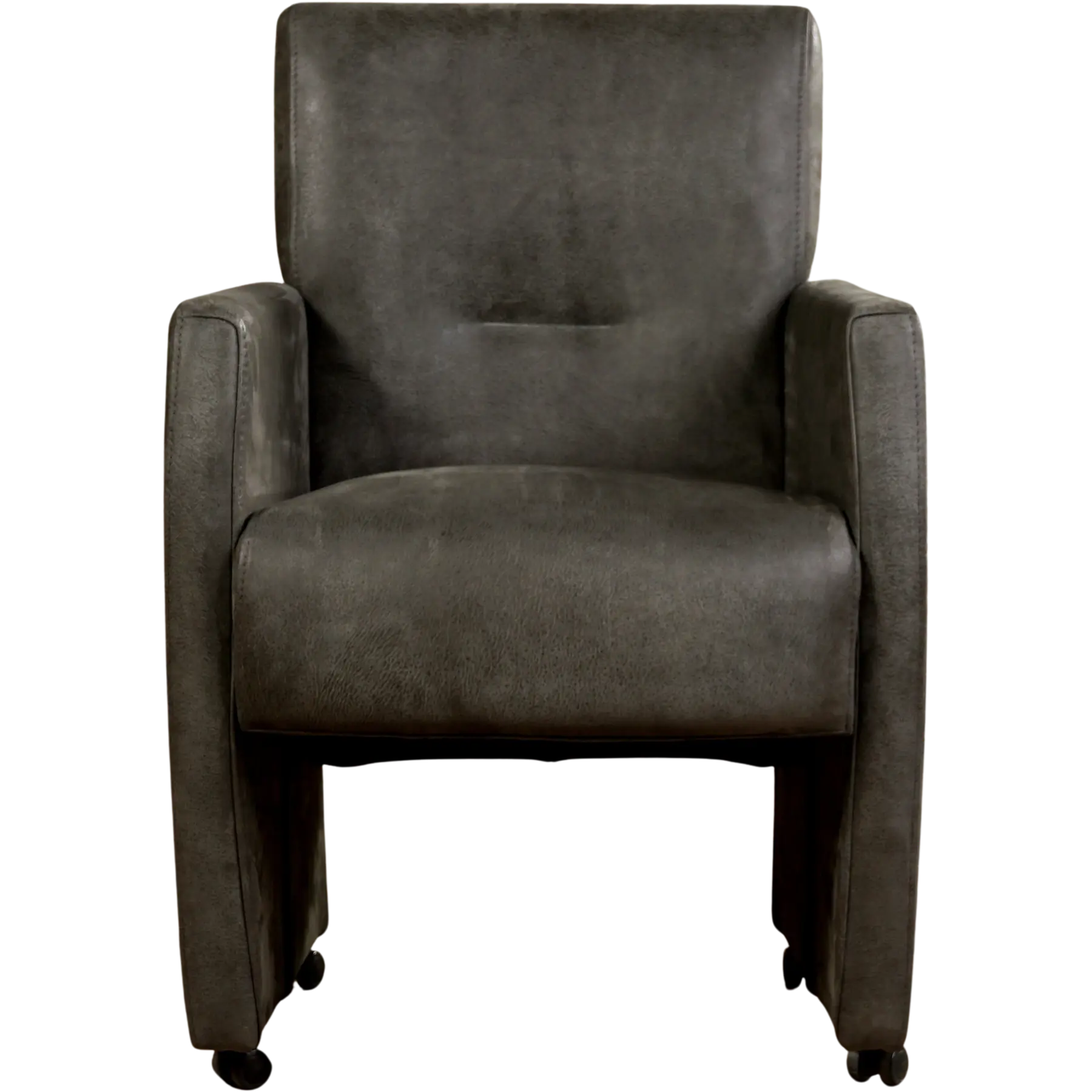 afbeelding van Set van 6 Leren eetkamerstoelen Pleasure - Kenia Antracite (grijs) - Met handgreep RVS