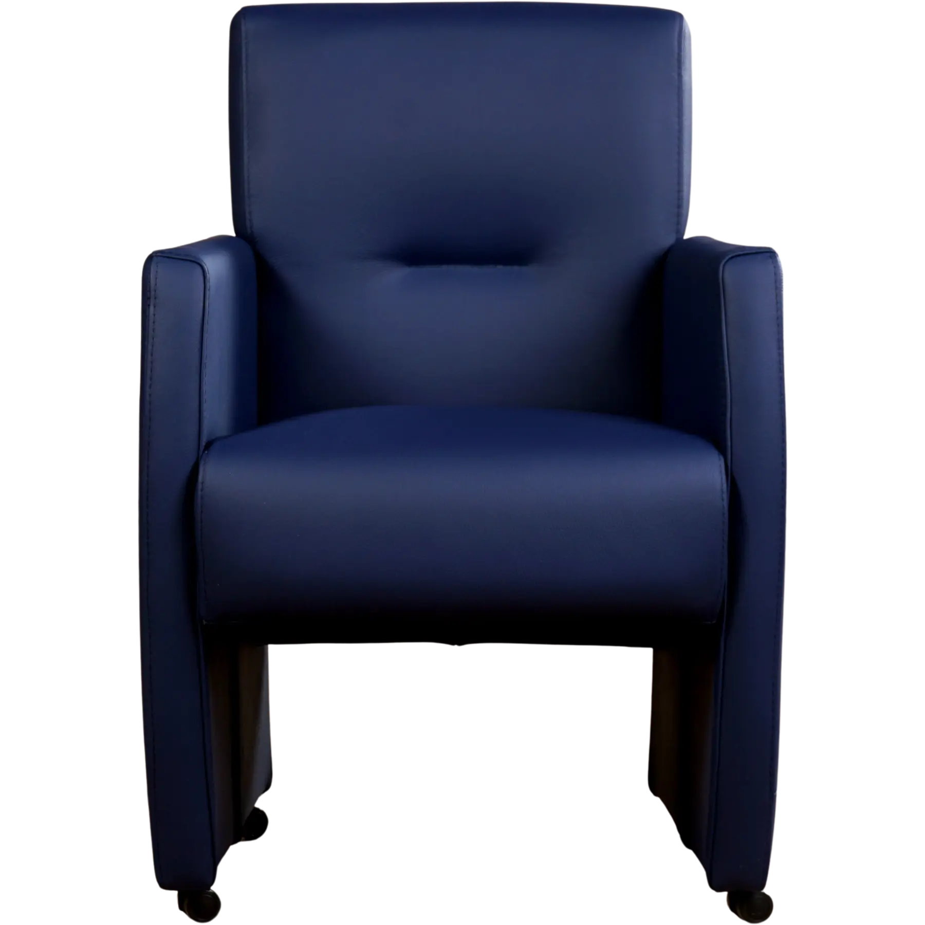 afbeelding van Set van 6 Leren eetkamerstoelen Pleasure - Toledo Kobalt (blauw) - Met handgreep RVS