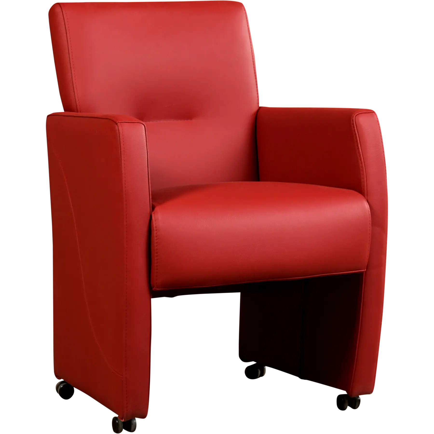 afbeelding van Set van 6 Leren eetkamerstoelen Pleasure - Toledo Red (rood) - Met handgreep zwart