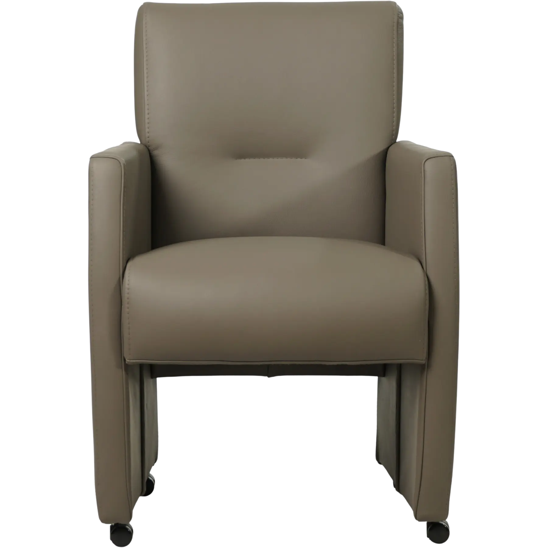 afbeelding van Set van 6 Leren eetkamerstoelen Pleasure - Toledo Smog (grijs) - Met handgreep RVS