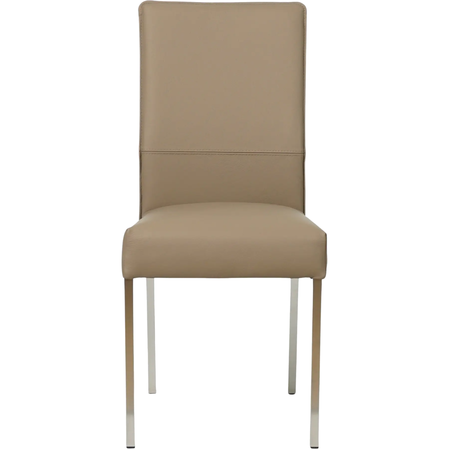 afbeelding van Set van 6 Leren eetkamerstoelen Real - Hermes Mocca (taupe/bruin) - Poten staal vierkant RVS