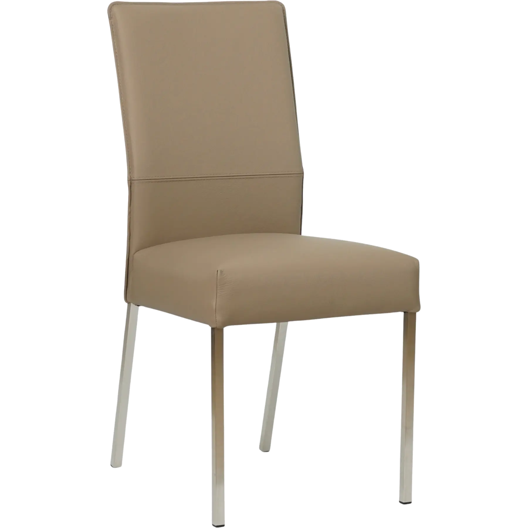 afbeelding van Set van 6 Leren eetkamerstoelen Real - Toledo Mocca (taupe/bruin) - Poten staal vierkant RVS