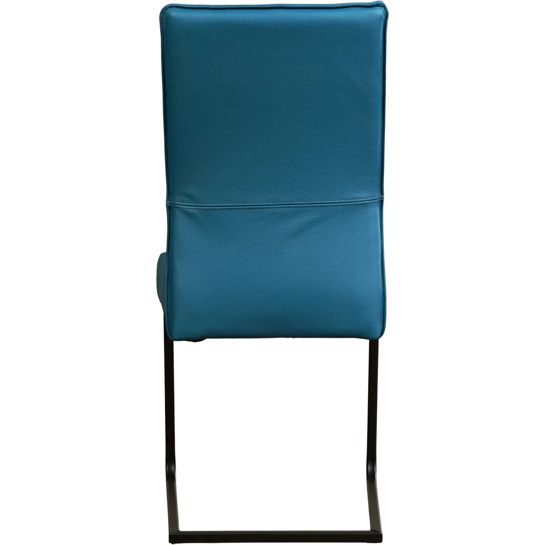 afbeelding van Set van 6 Leren eetkamerstoelen Remix - Hermes Turquoise (blauw) - Sledepoot staal vierkant zwart