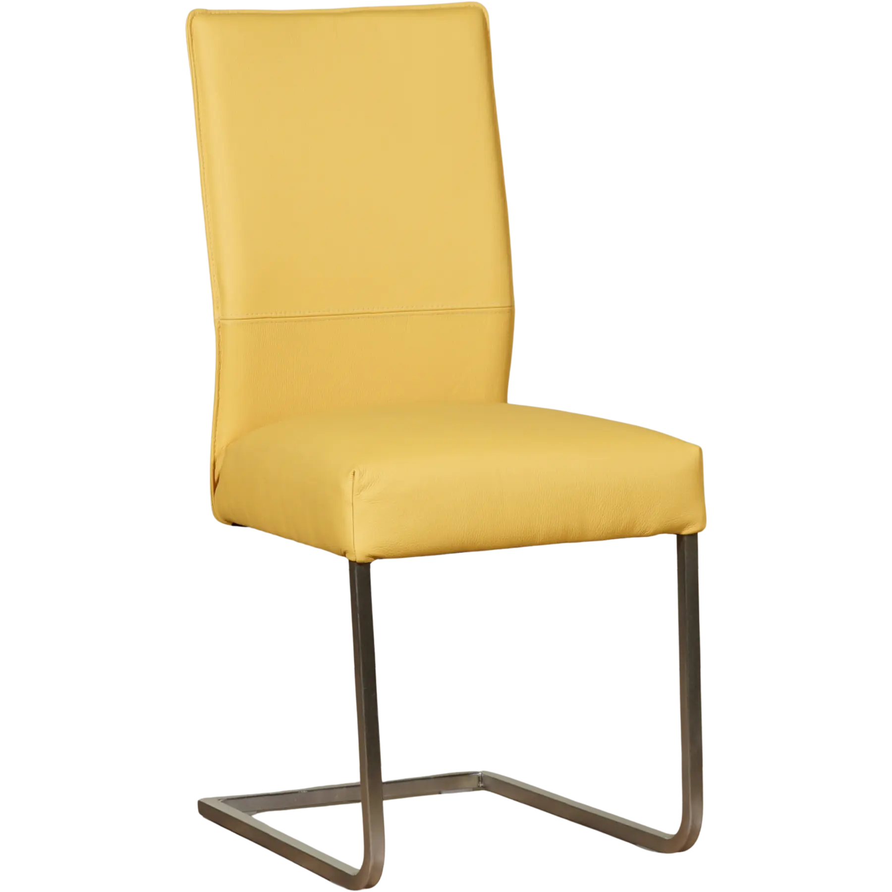 afbeelding van Set van 6 Leren eetkamerstoelen Remix - Toledo Giallo (geel) - Sledepoot staal vierkant RVS