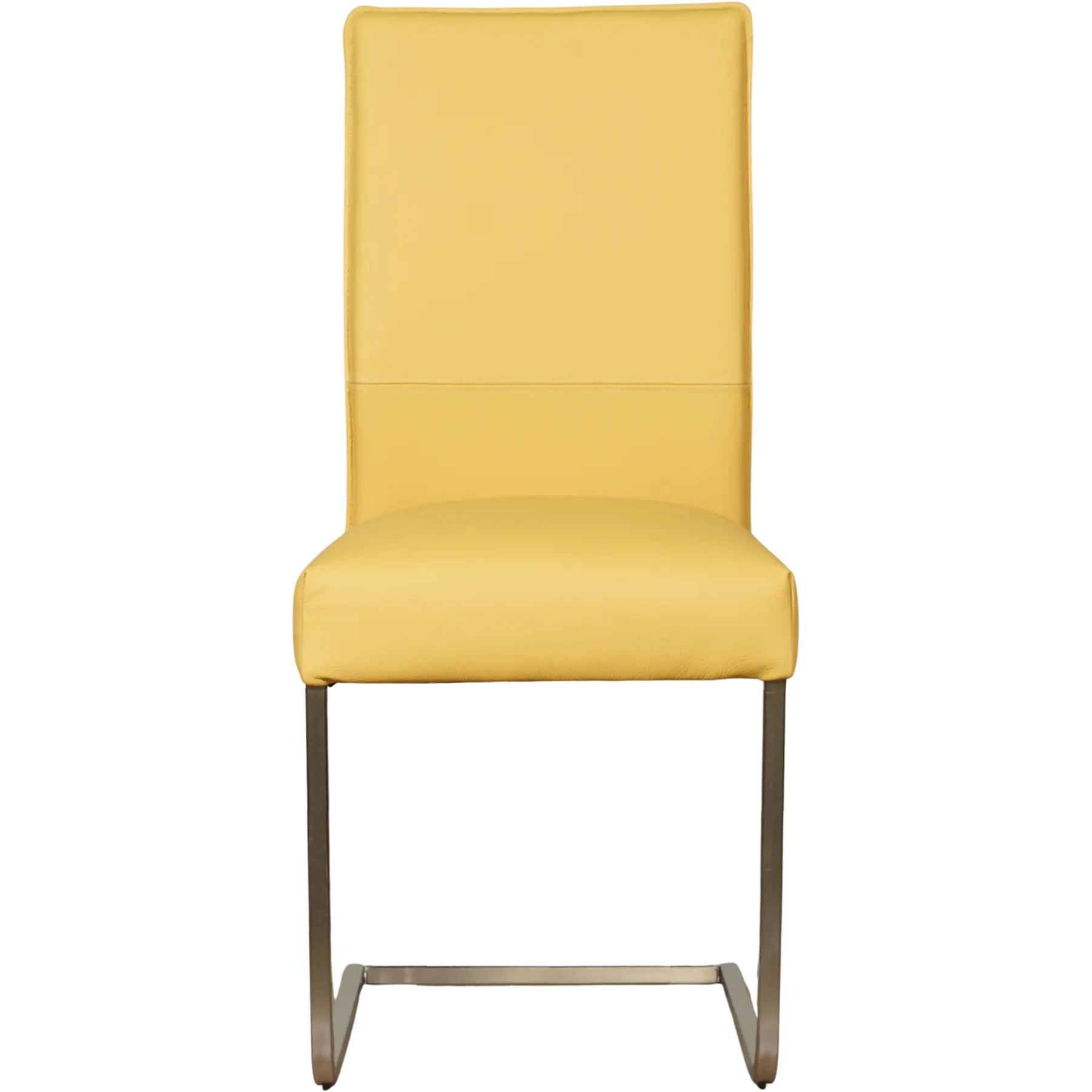 afbeelding van Set van 6 Leren eetkamerstoelen Remix - Toledo Giallo (geel) - Sledepoot staal vierkant RVS