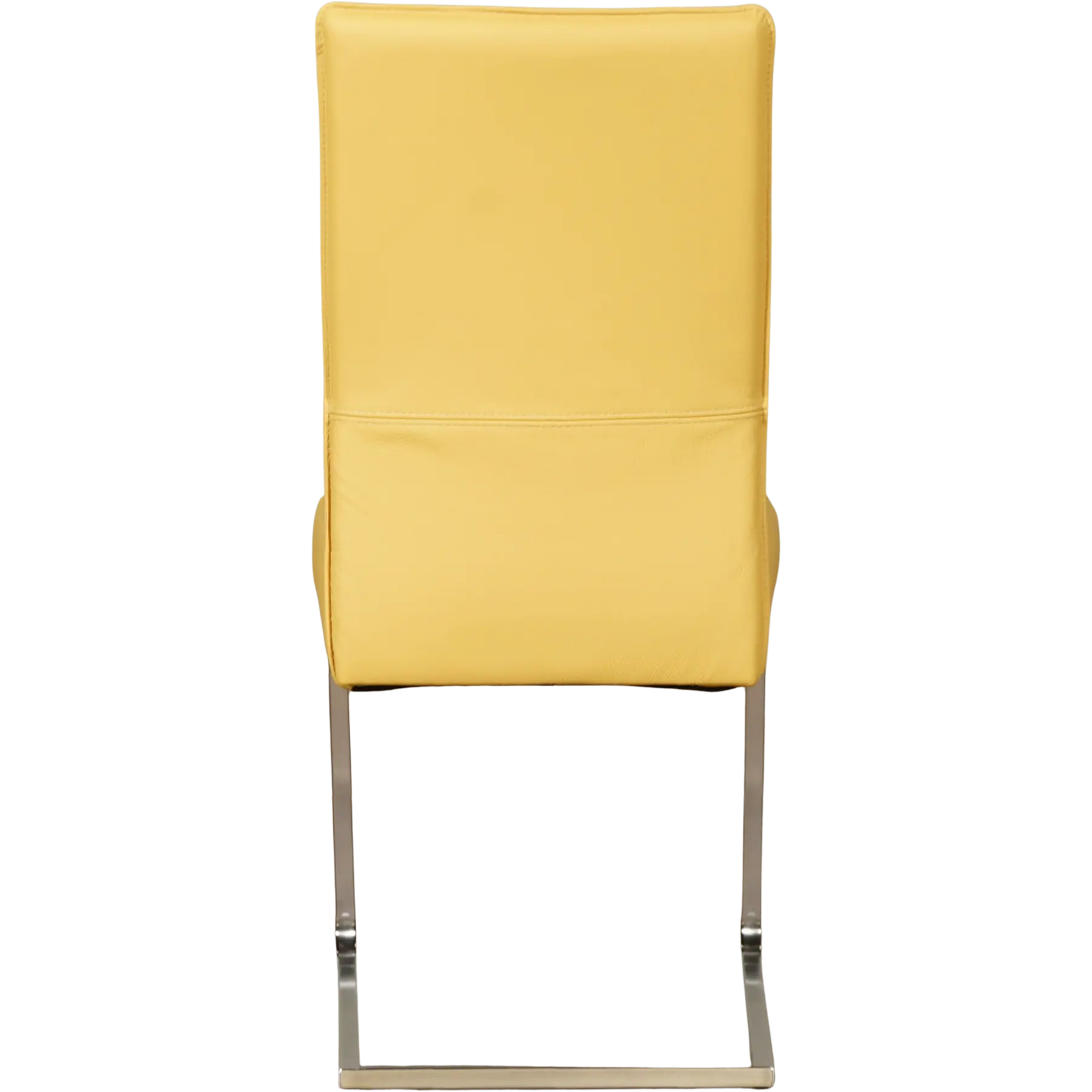 afbeelding van Set van 6 Leren eetkamerstoelen Remix - Toledo Giallo (geel) - Sledepoot staal vierkant RVS