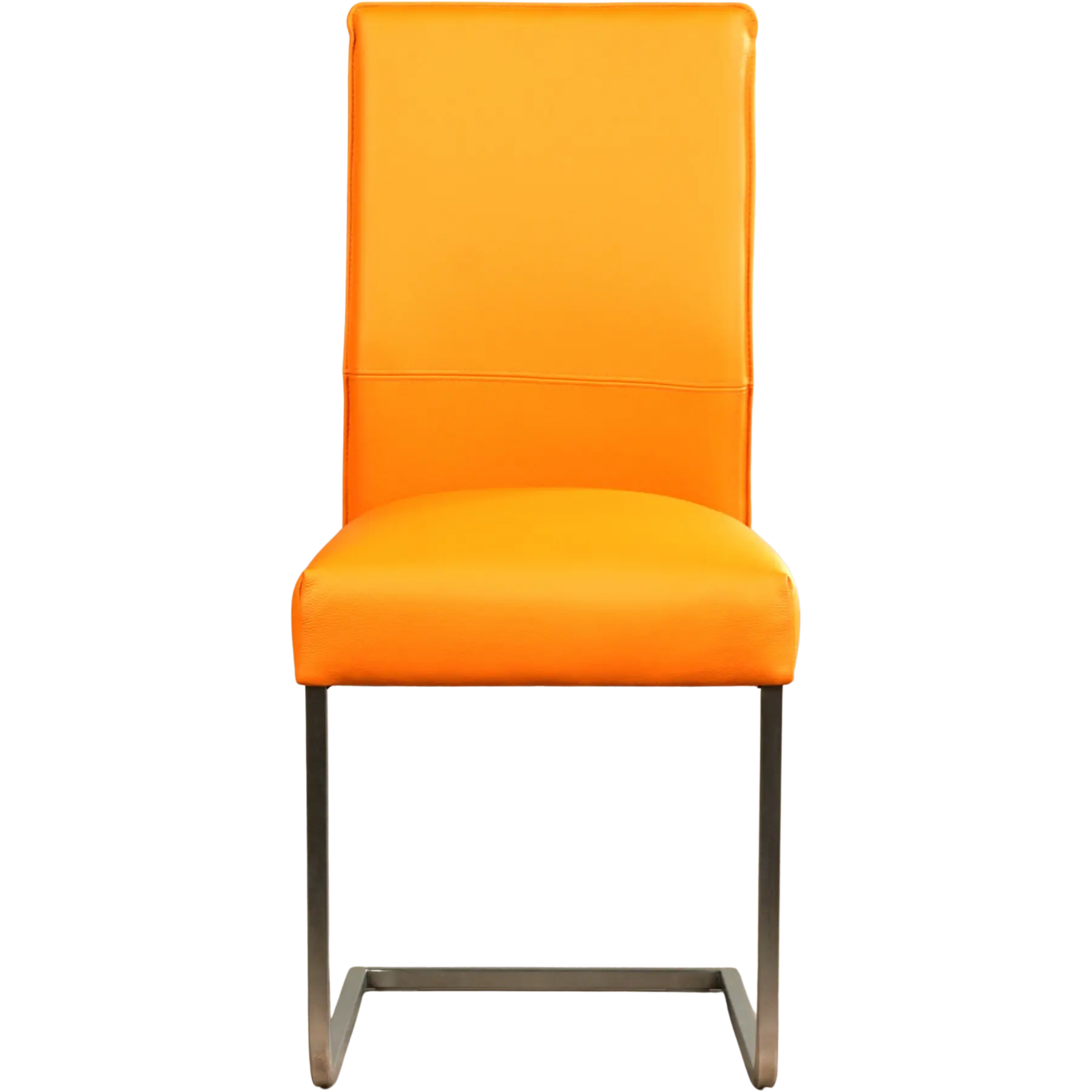 afbeelding van Set van 6 Leren eetkamerstoelen Remix - Toledo Mandarin (oranje) - Sledepoot staal vierkant RVS