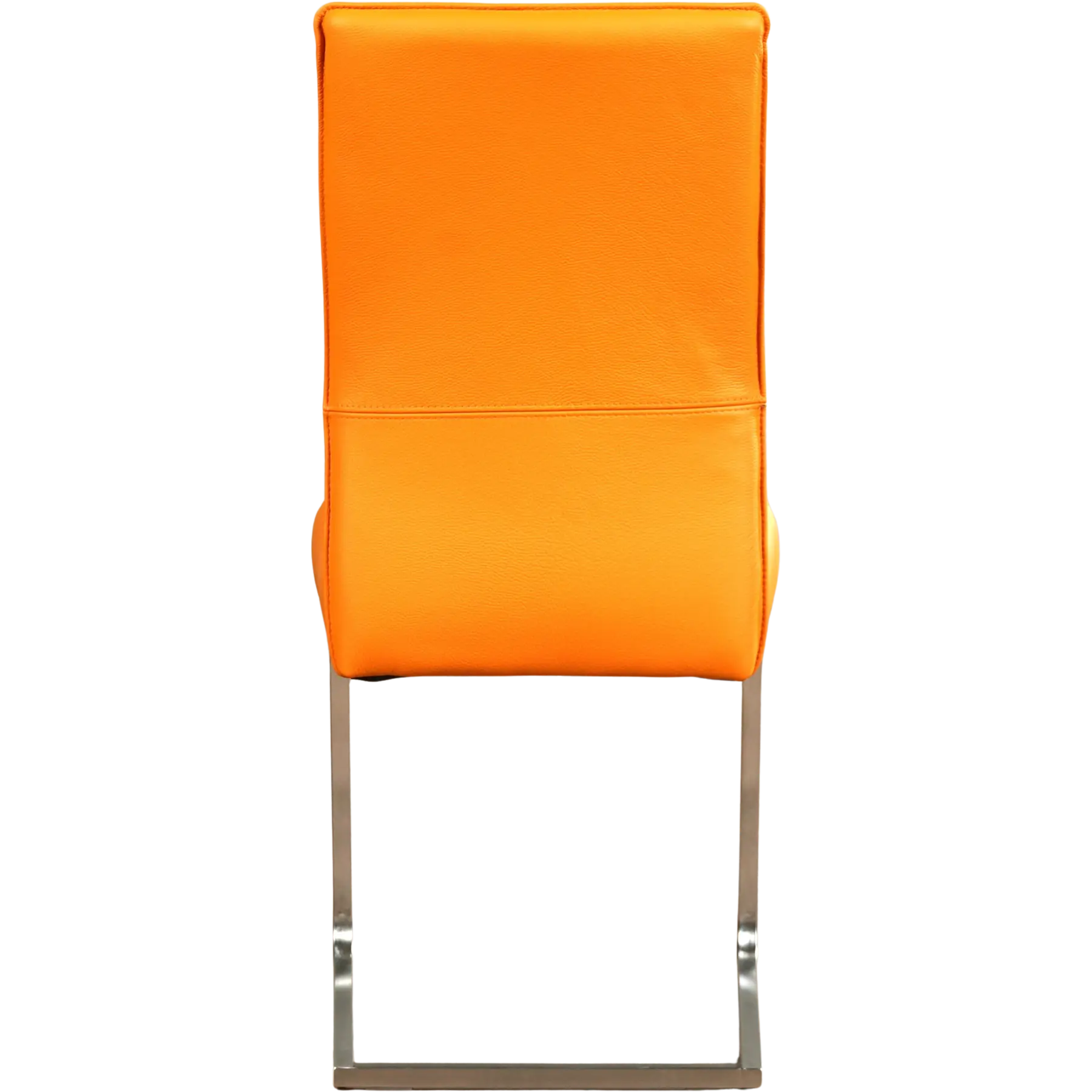 afbeelding van Set van 6 Leren eetkamerstoelen Remix - Toledo Mandarin (oranje) - Sledepoot staal vierkant RVS