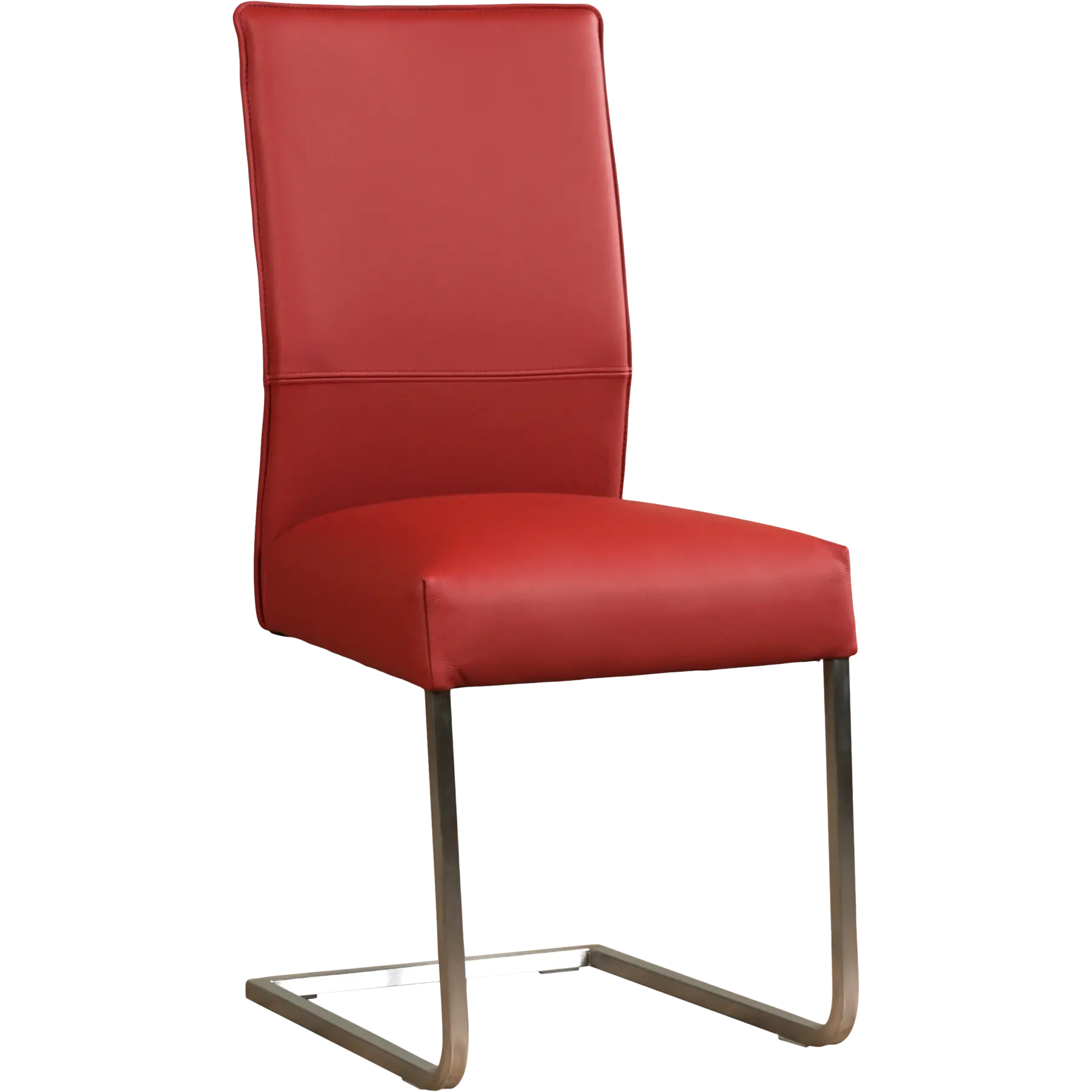 afbeelding van Set van 6 Leren eetkamerstoelen Remix - Toledo Red (rood) - Sledepoot staal vierkant RVS
