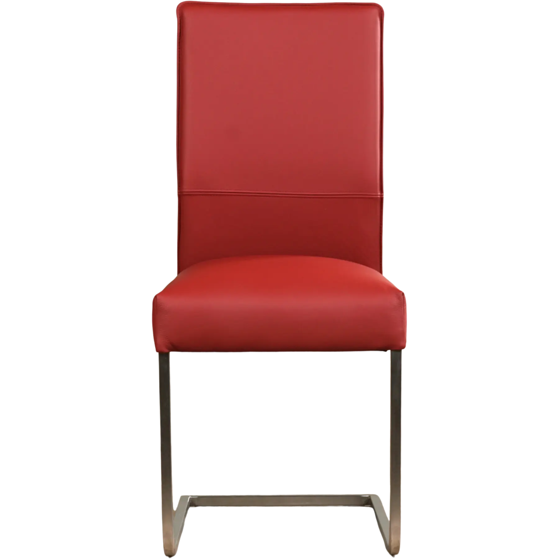 afbeelding van Set van 6 Leren eetkamerstoelen Remix - Toledo Red (rood) - Sledepoot staal vierkant RVS