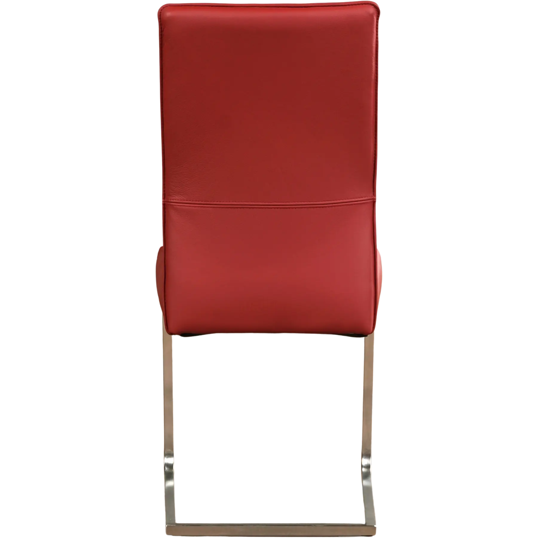 afbeelding van Set van 6 Leren eetkamerstoelen Remix - Toledo Red (rood) - Sledepoot staal vierkant RVS