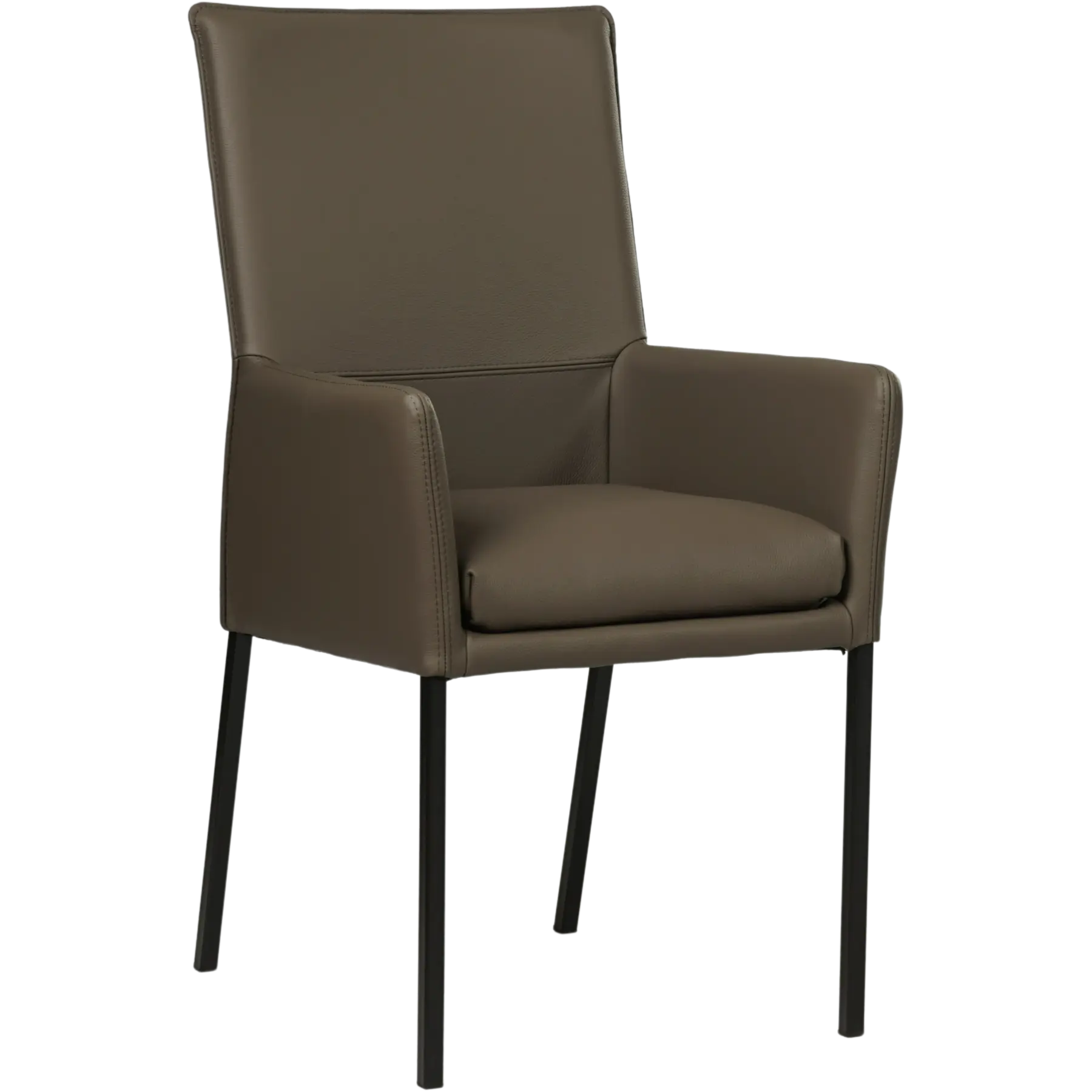 afbeelding van Set van 6 Leren eetkamerstoelen Royal - Toledo Moss (bruin/groen) - Poten staal vierkant zwart