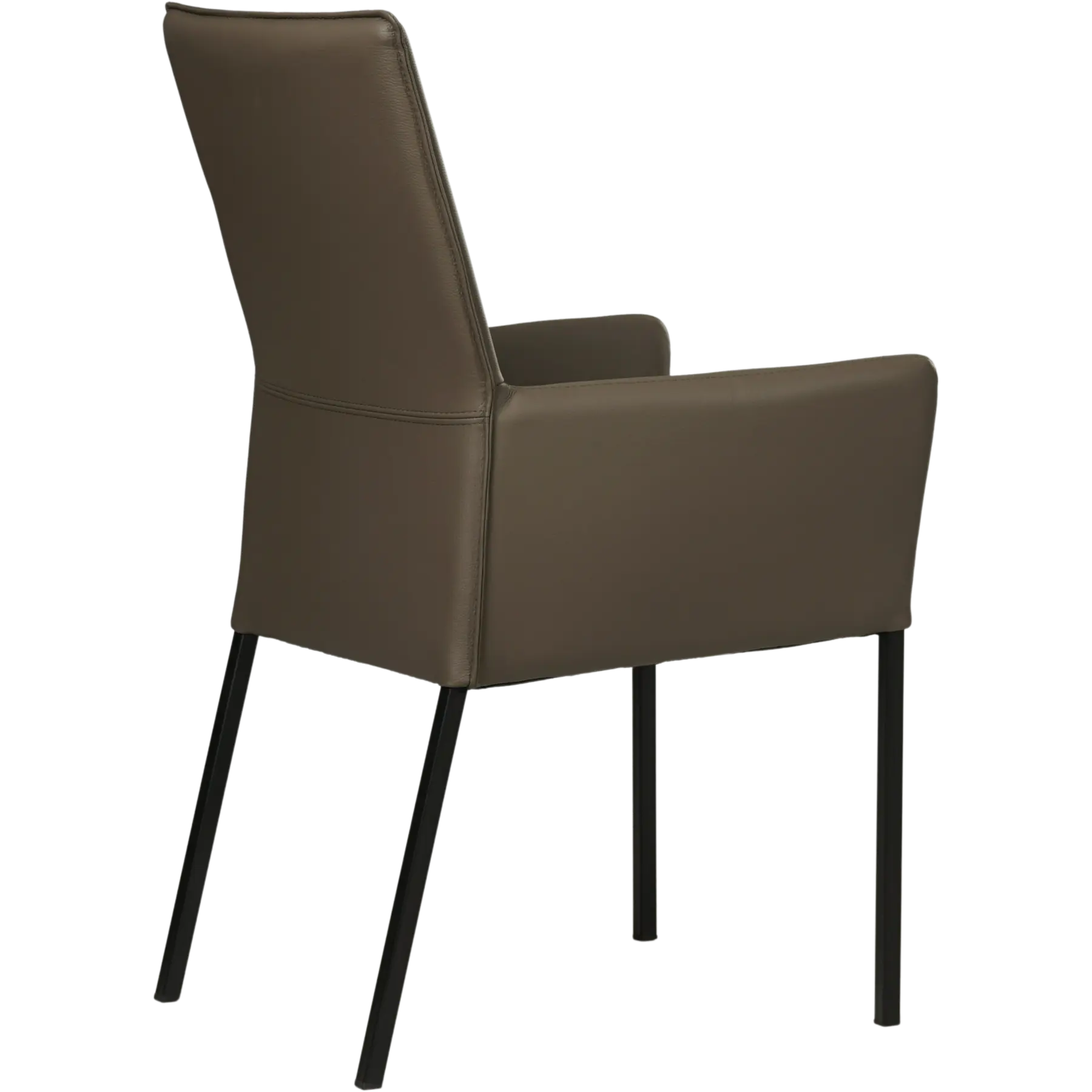 afbeelding van Set van 6 Leren eetkamerstoelen Royal - Toledo Moss (bruin/groen) - Poten staal vierkant zwart