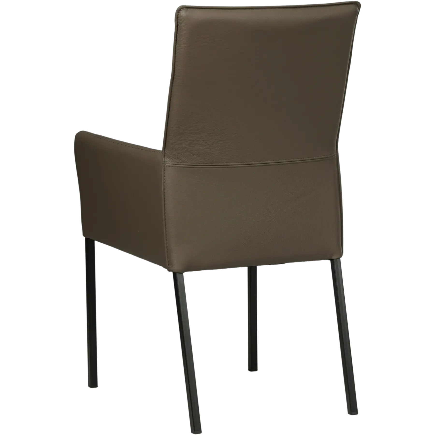 afbeelding van Set van 6 Leren eetkamerstoelen Royal - Toledo Moss (bruin/groen) - Poten staal vierkant zwart