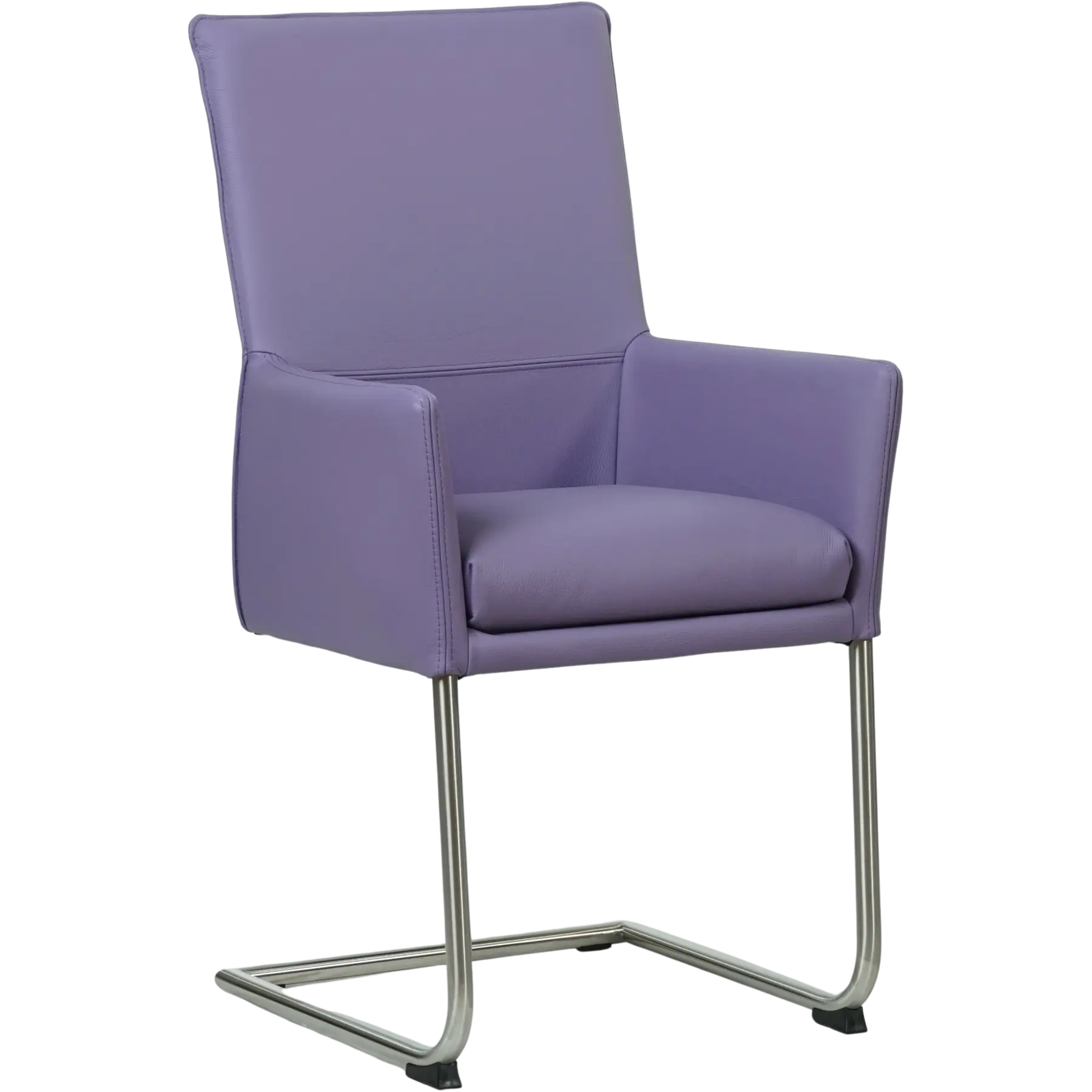 afbeelding van Set van 6 Leren eetkamerstoelen Rumor - Toledo Lila (lichtpaars) - Sledepoot staal rond RVS