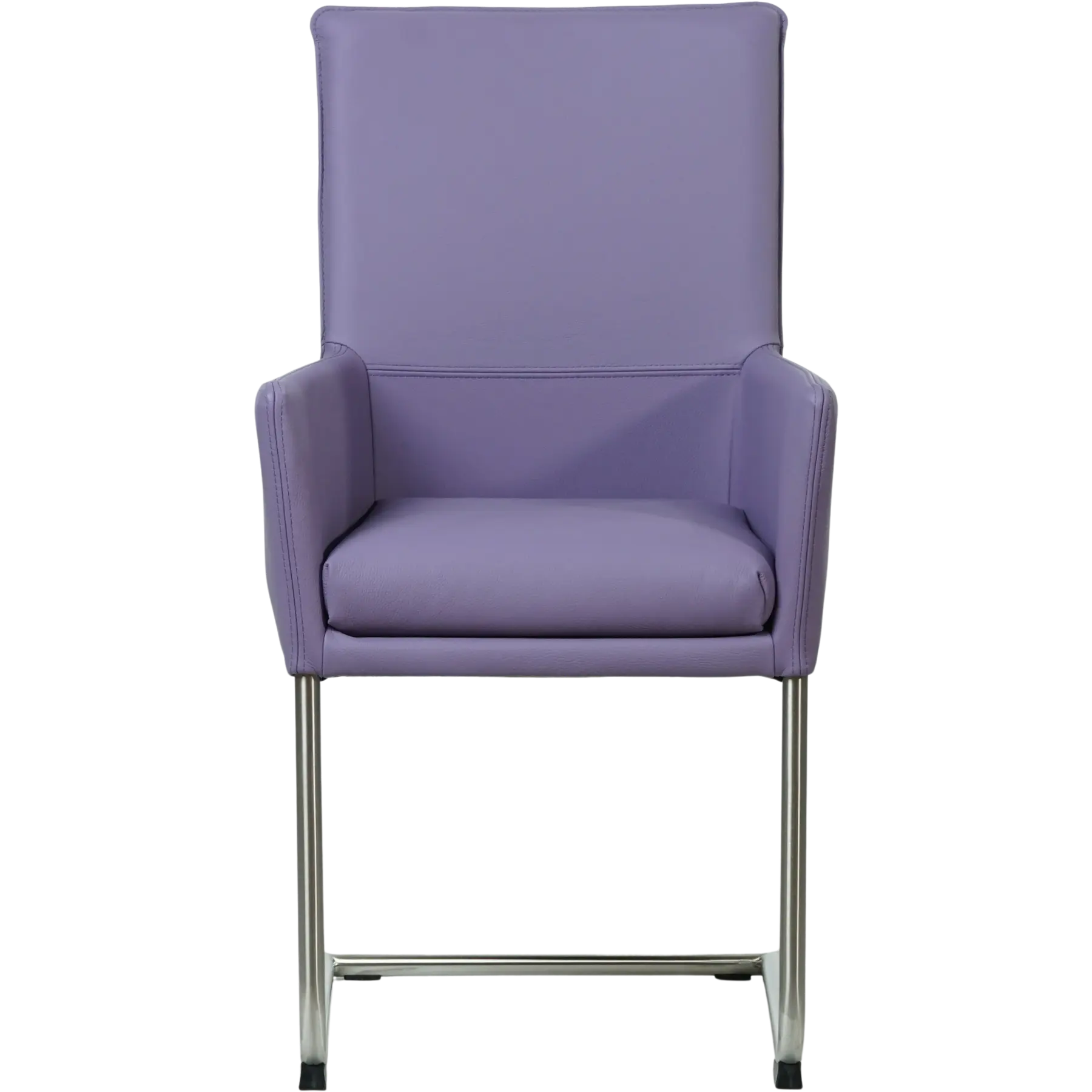 afbeelding van Set van 6 Leren eetkamerstoelen Rumor - Toledo Lila (lichtpaars) - Sledepoot staal rond RVS