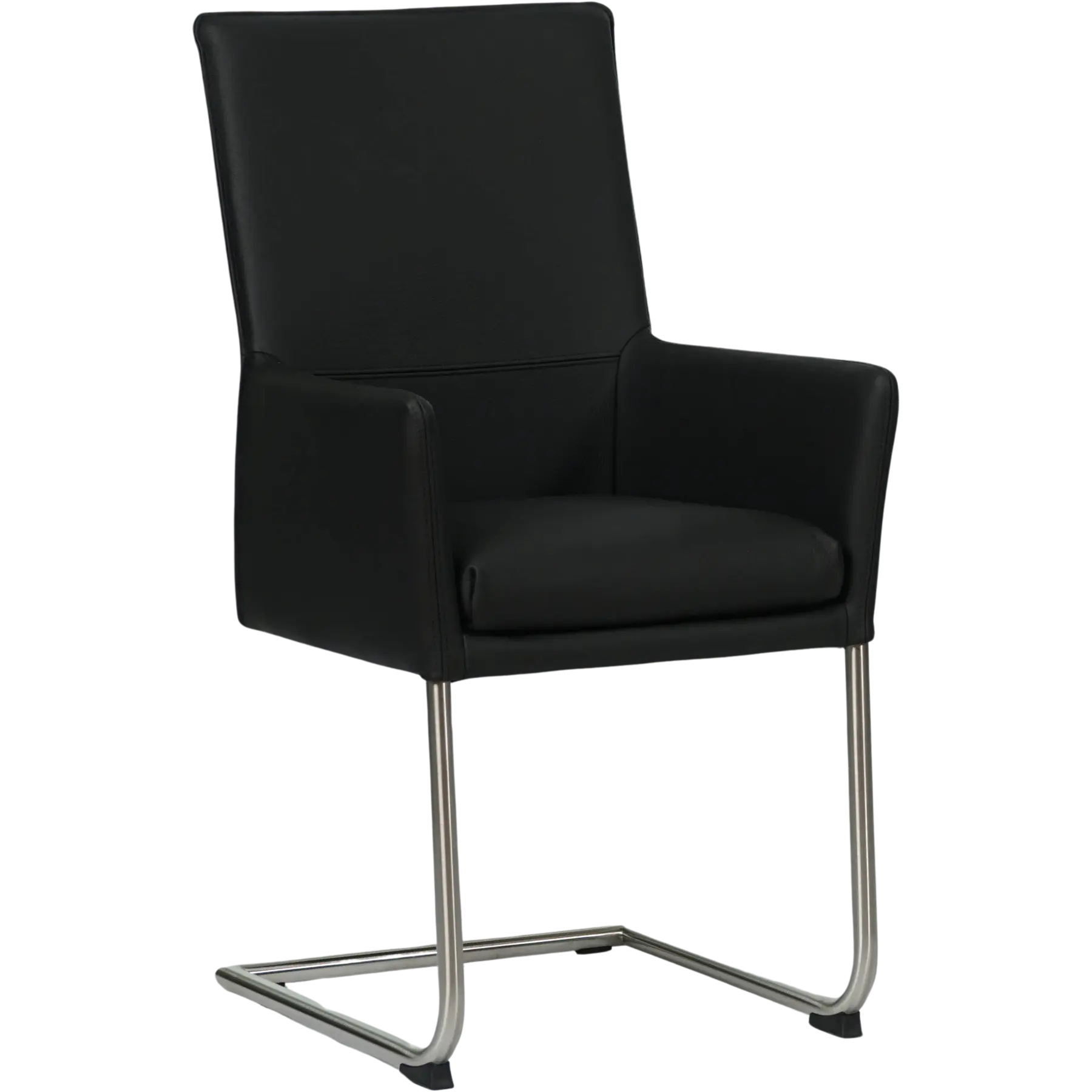 afbeelding van Set van 6 Leren eetkamerstoelen Rumor - Toledo Nero (zwart) - Sledepoot staal rond RVS