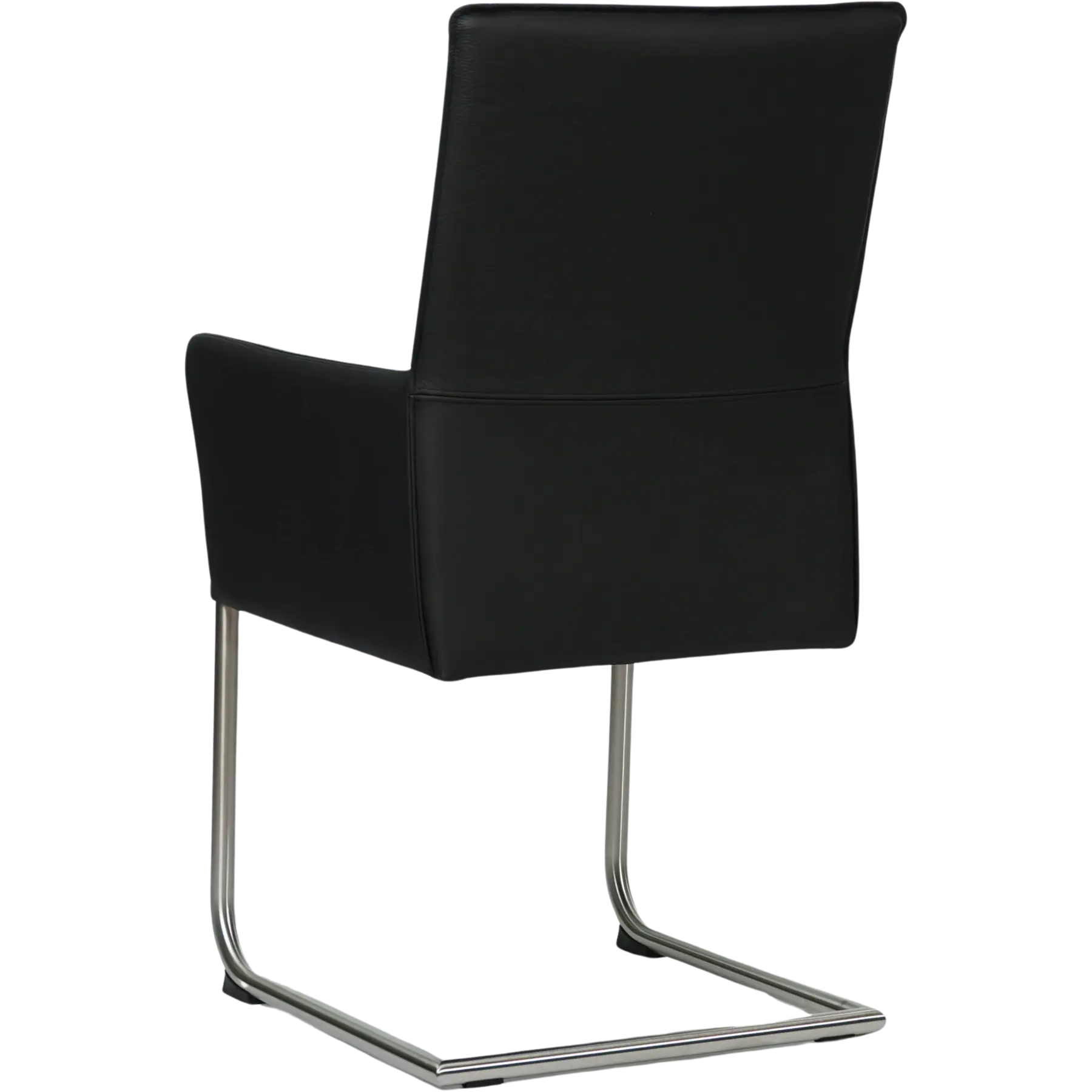 afbeelding van Set van 6 Leren eetkamerstoelen Rumor - Toledo Nero (zwart) - Sledepoot staal rond RVS