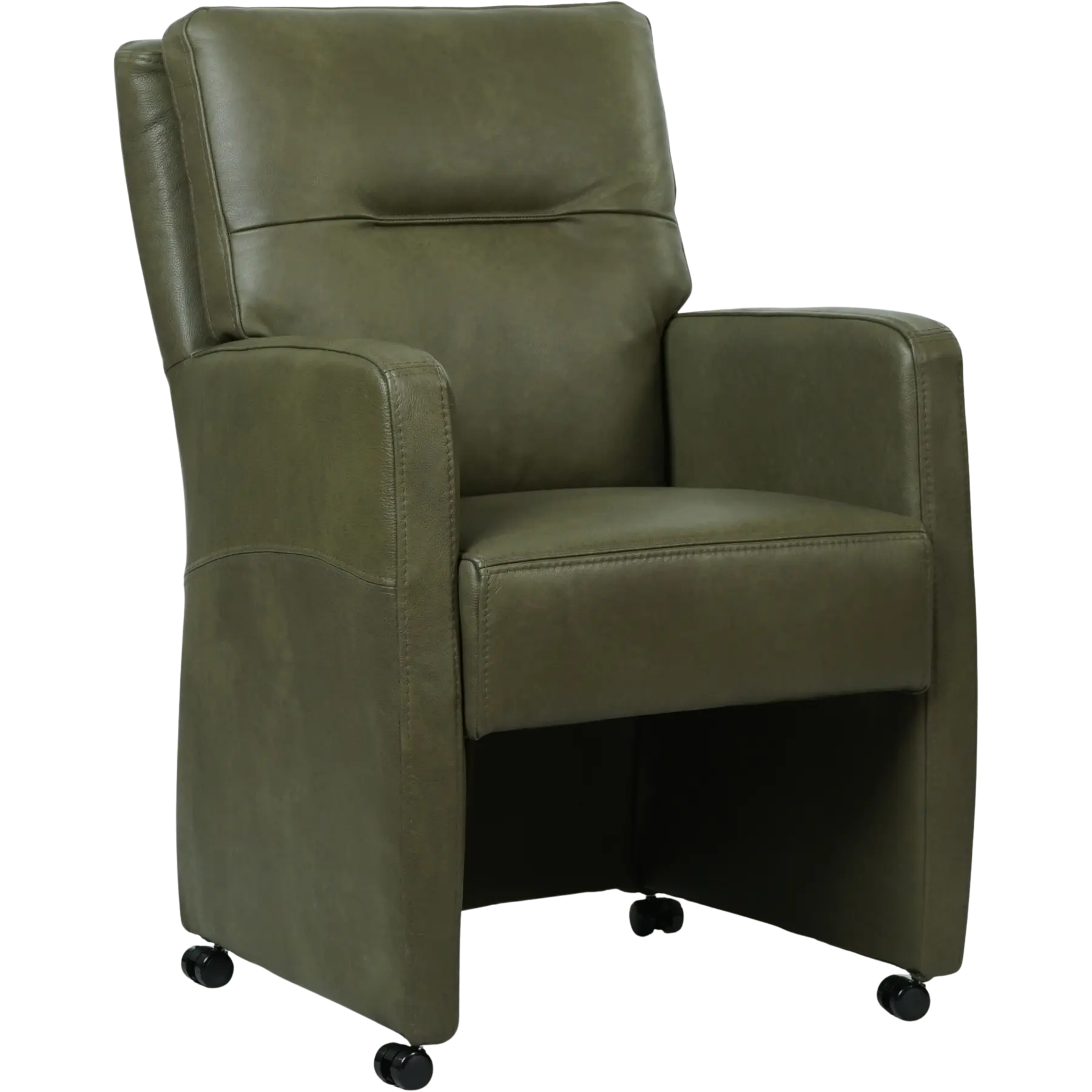 afbeelding van Set van 6 Leren eetkamerstoelen Sharp - Granada Moss (olijf/groen) - Zonder handgreep