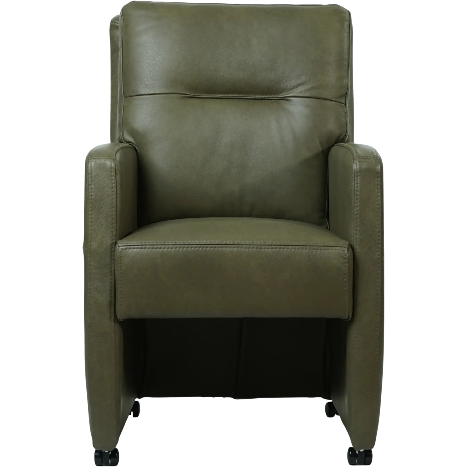 afbeelding van Set van 6 Leren eetkamerstoelen Sharp - Granada Moss (olijf/groen) - Zonder handgreep