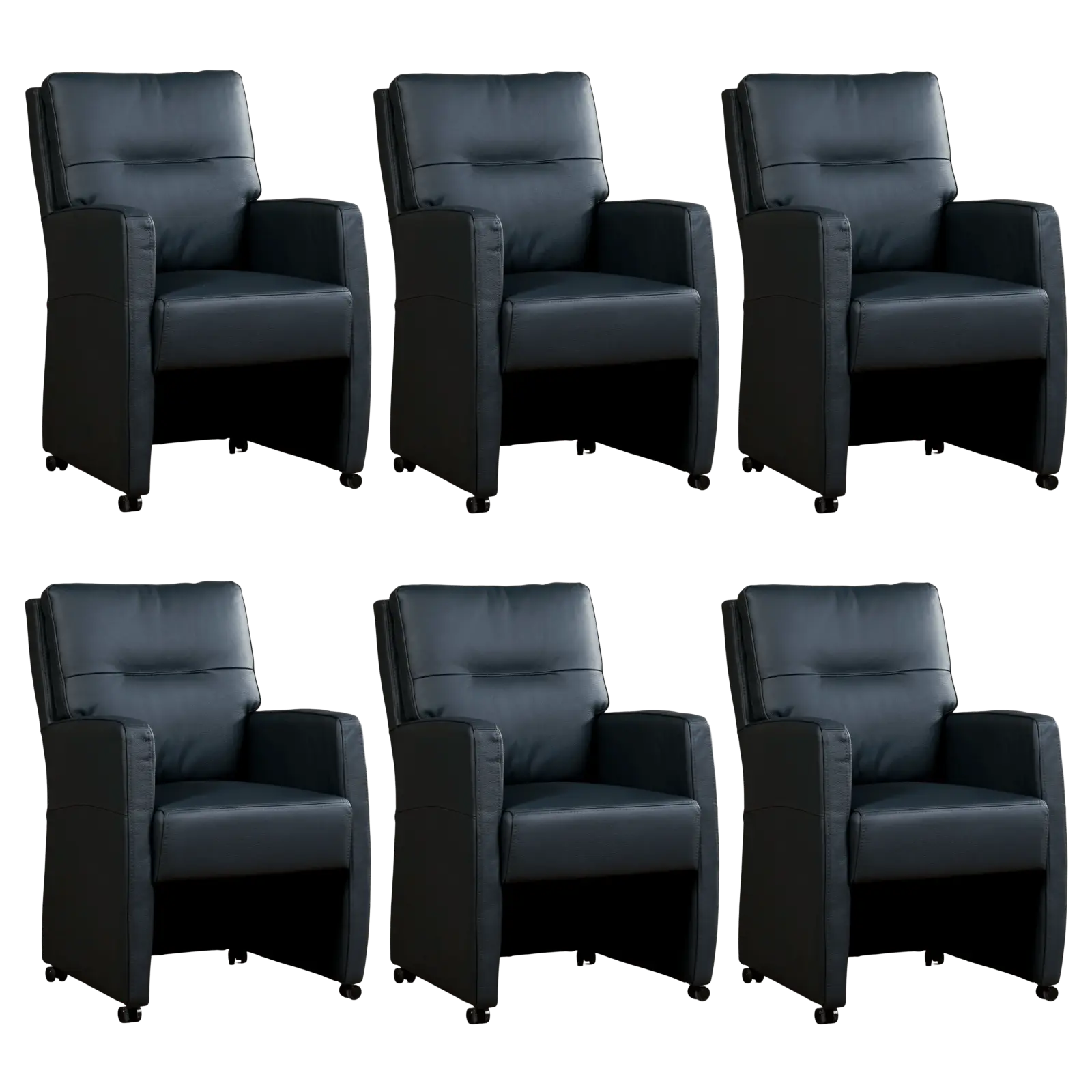 afbeelding van Set van 6 Leren eetkamerstoelen Sharp - Toledo Marine (blauw) - Zonder handgreep