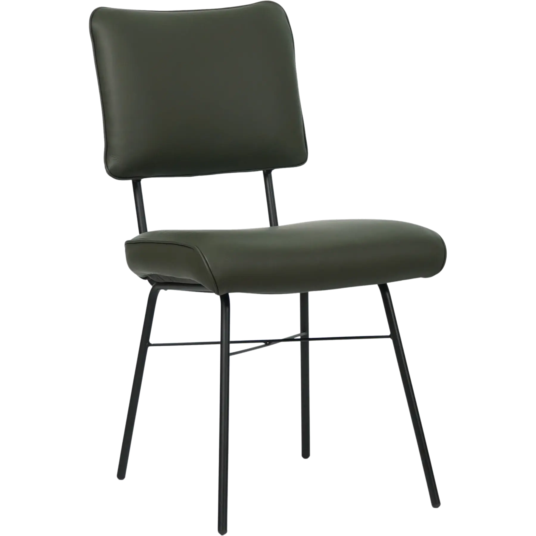 afbeelding van Set van 6 Leren eetkamerstoelen Solid - Toledo Verde (donkergroen) - Poten staal rond zwart