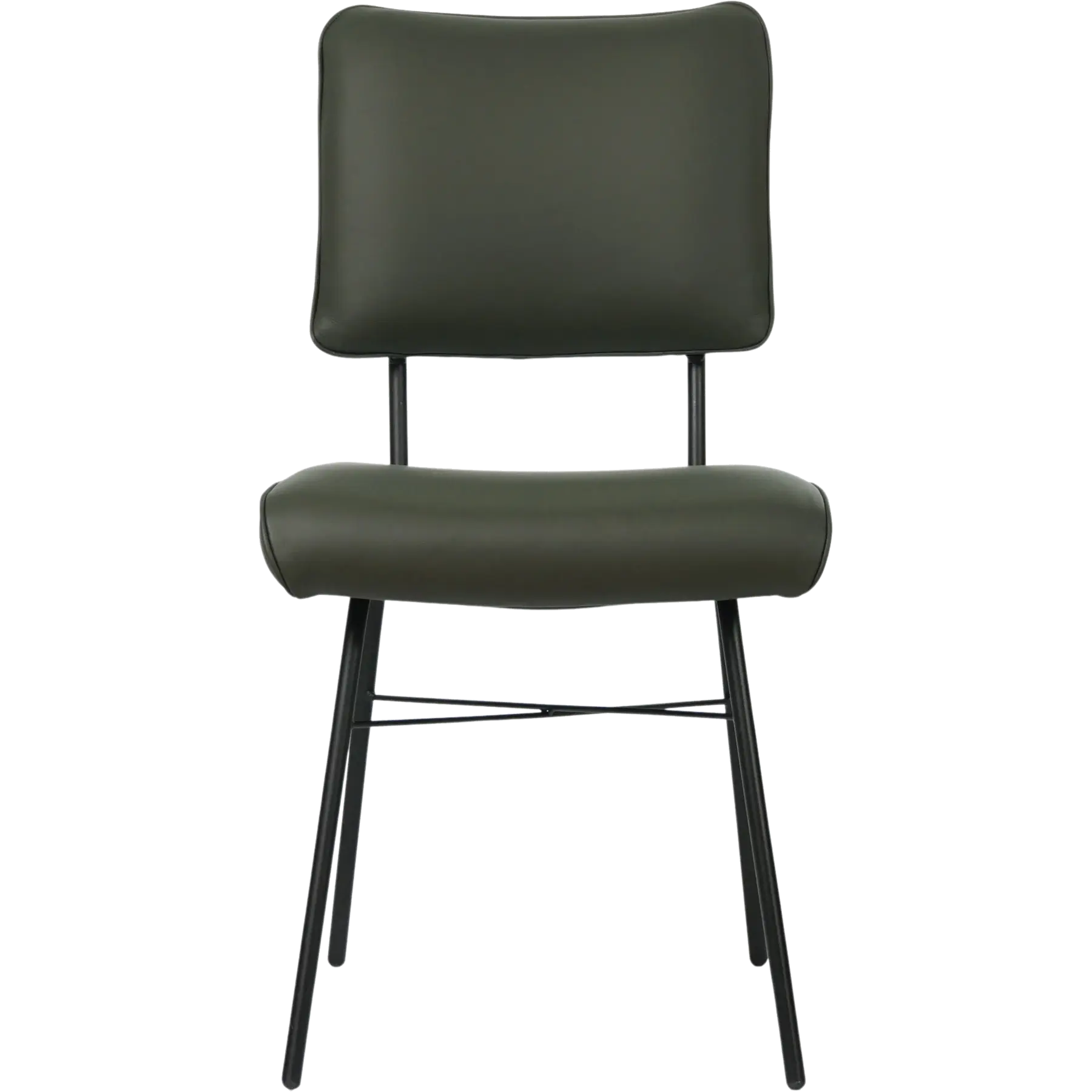 afbeelding van Set van 6 Leren eetkamerstoelen Solid - Toledo Verde (donkergroen) - Poten staal rond zwart