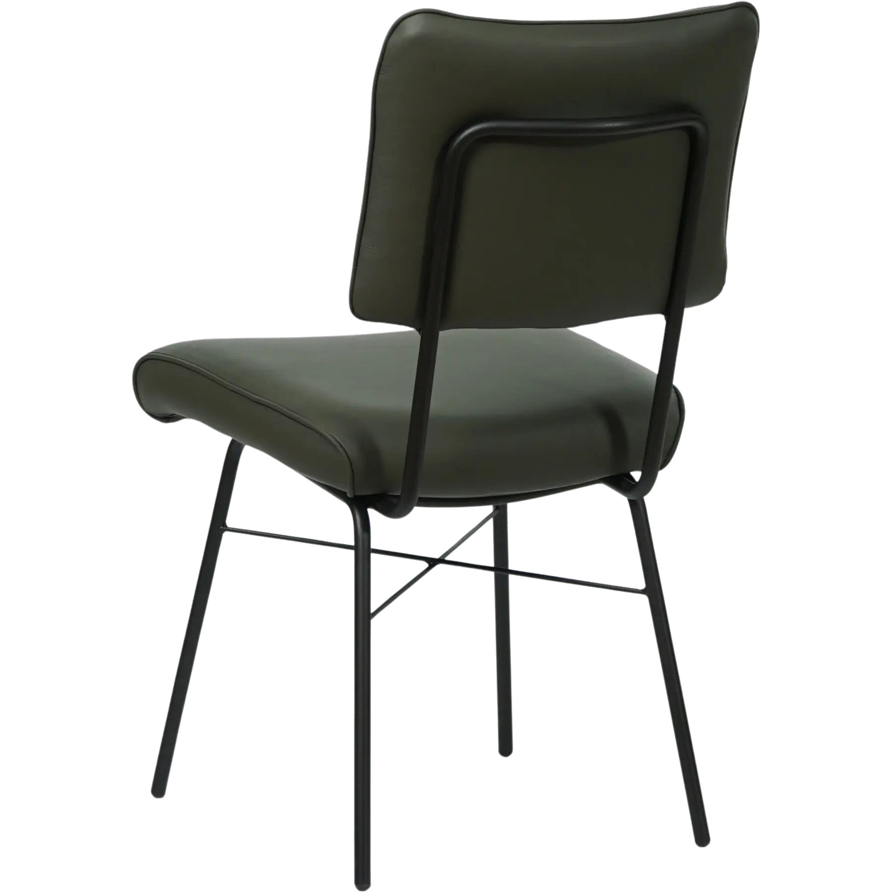 afbeelding van Set van 6 Leren eetkamerstoelen Solid - Toledo Verde (donkergroen) - Poten staal rond zwart